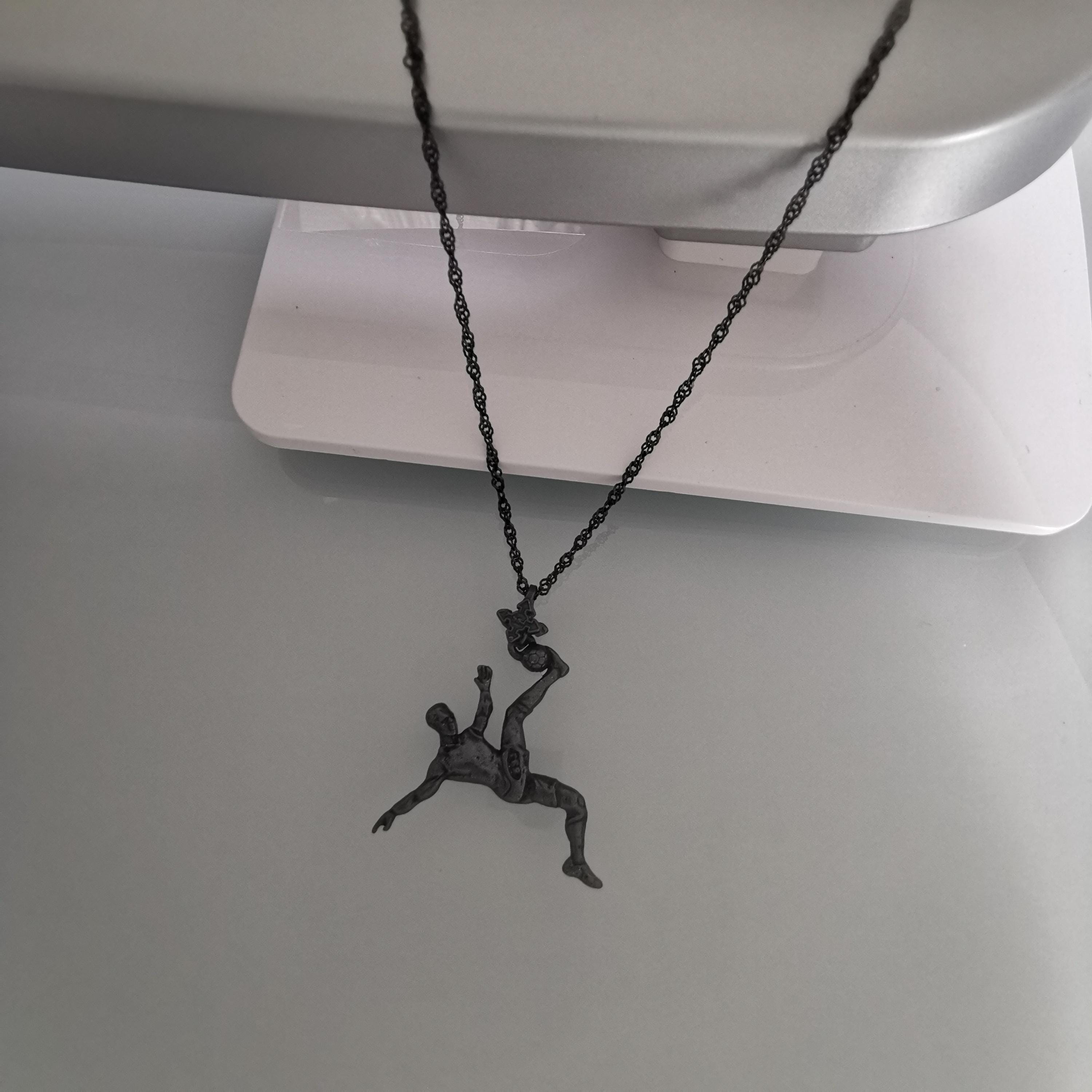 Football (Soccer) Pendant for Men – Oxidized Black 925 Silver Jewelry Gift – Handcrafted Sports Charm for Players, Coaches & Fans – Necklace