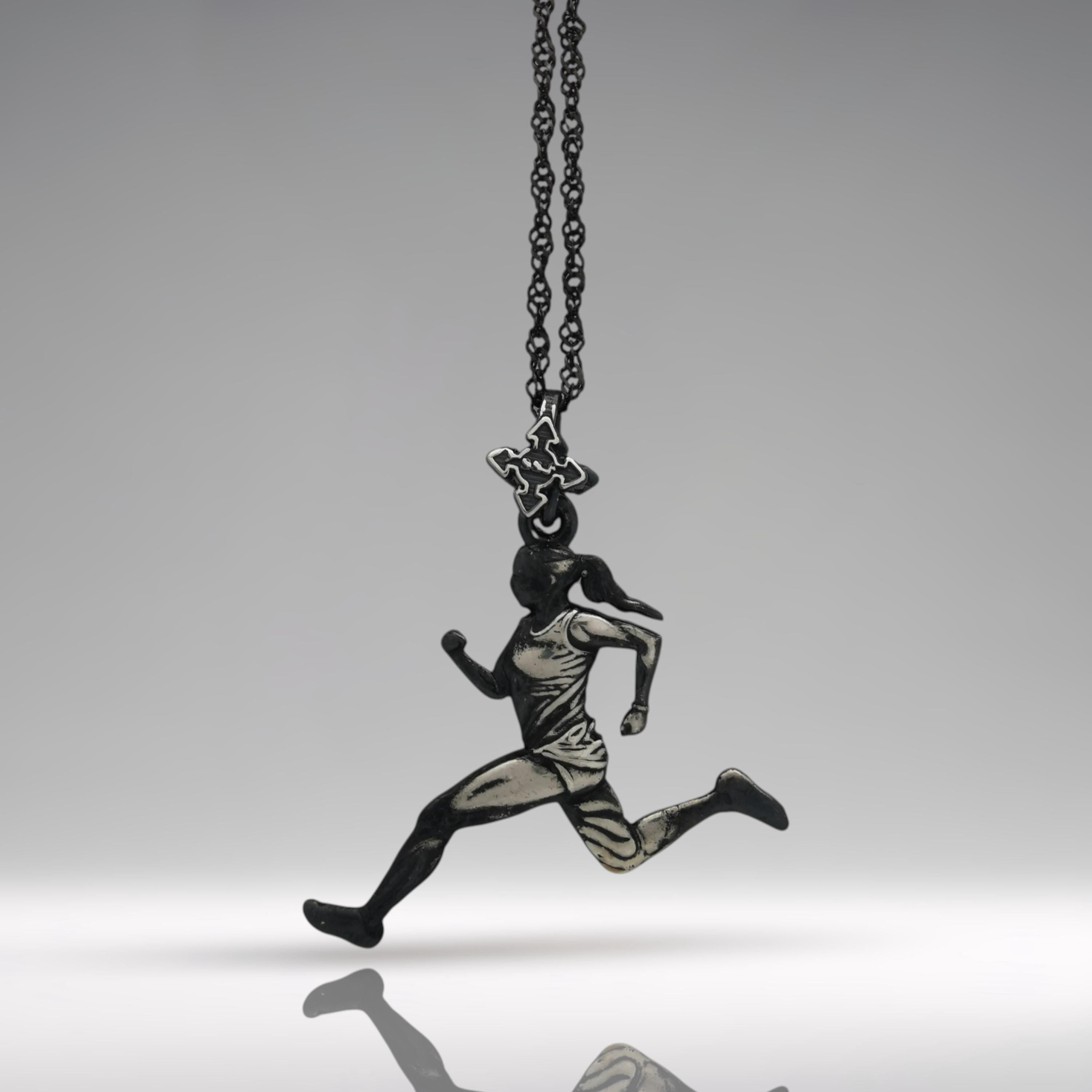 Running Jewelry for Women – Vintage Style 925 Silver Pendant – Motivational Necklace Gift for Runners and Fitness Lovers