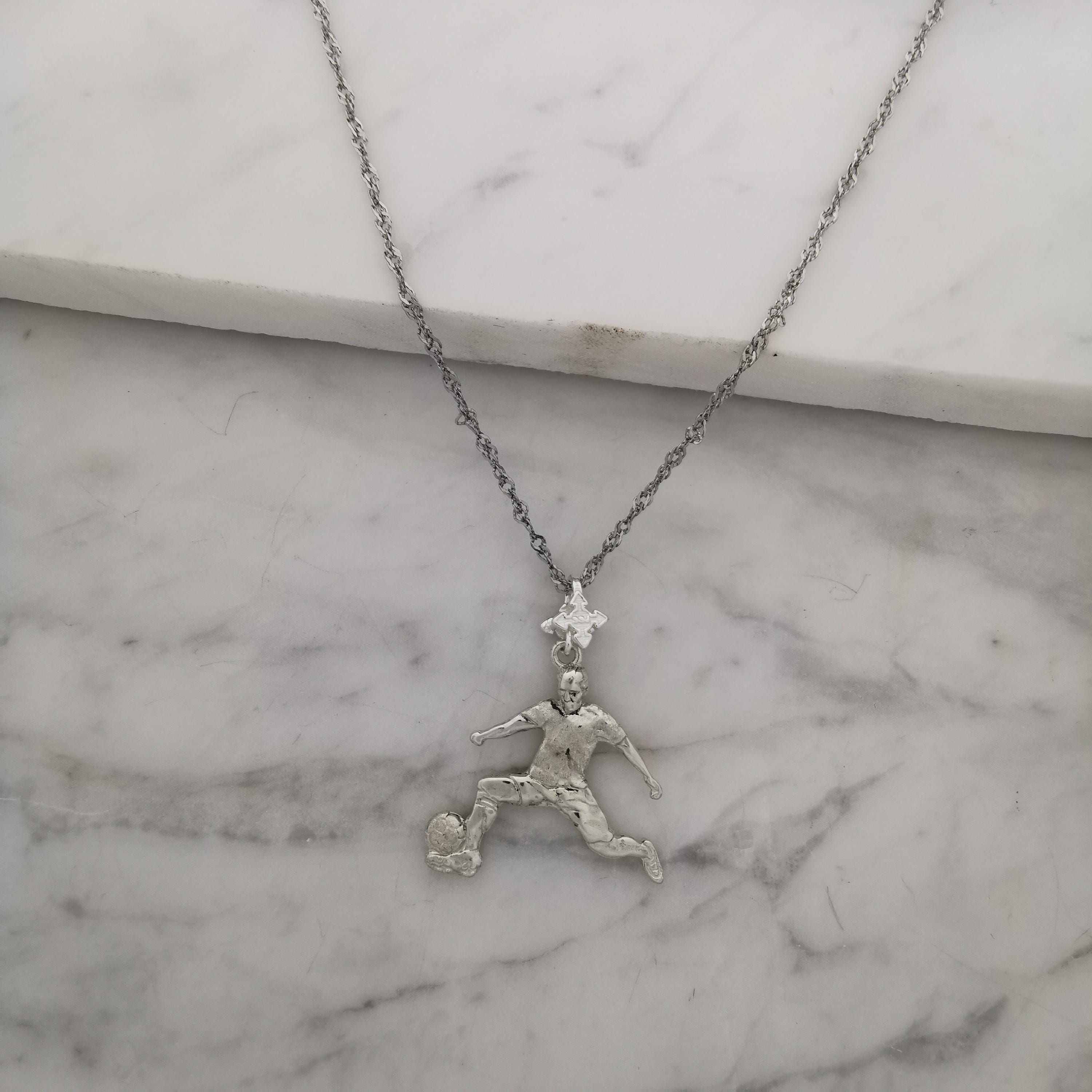 Football (Soccer) Jewelry Pendant for Men – Classic Silver 925 Gift – Handcrafted Sport Charm for Players – Necklace