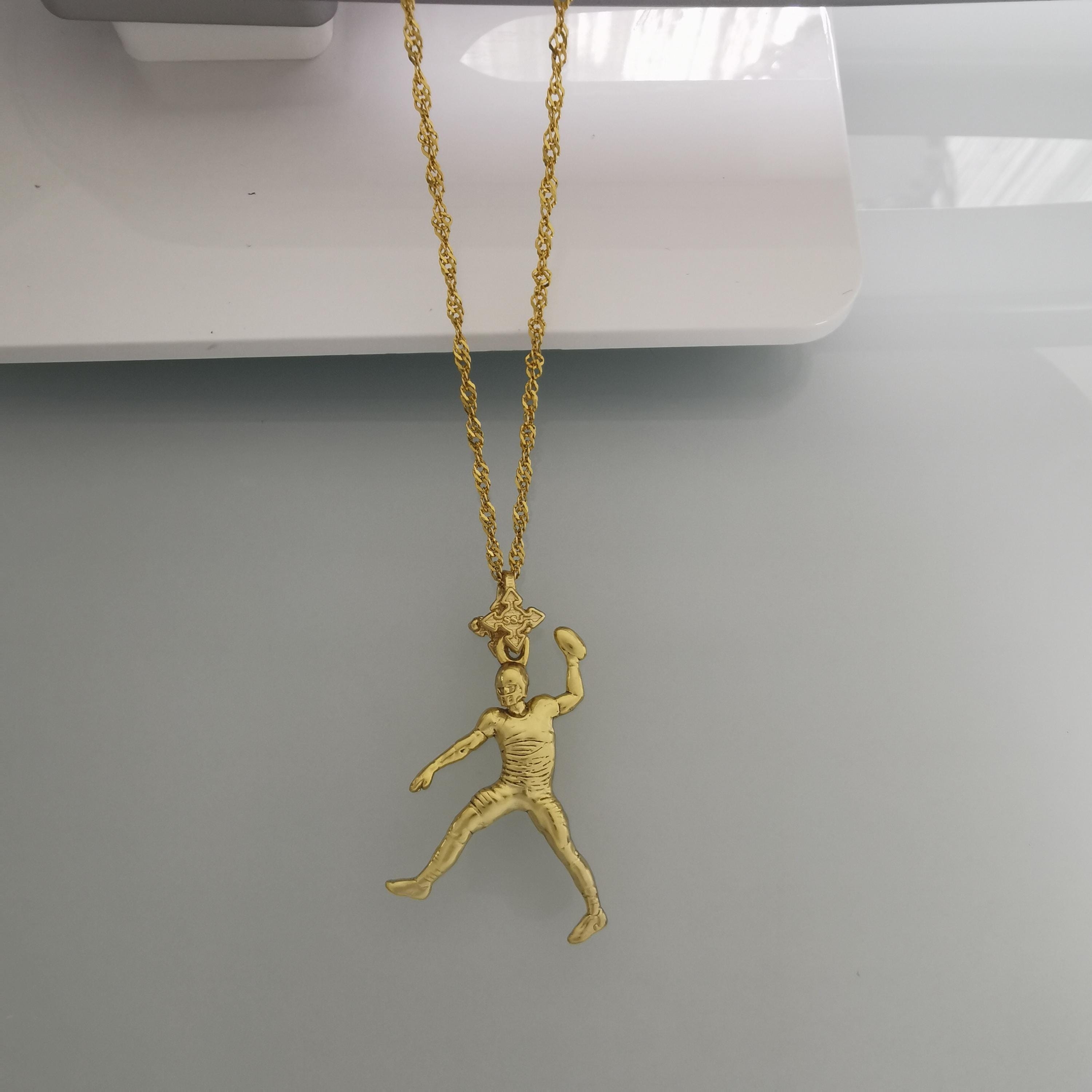 American Football Jewelry Pendant for Men Gold-Plated 925 Silver Gift for Players, Athletes & Fans, Handcrafted Sports Necklace for Game Day