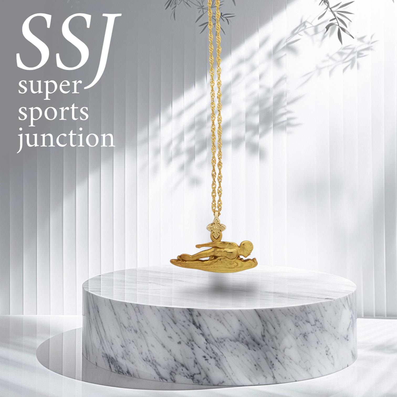 Swimming Jewelry Pendant for Men – Gold-Plated 925 Silver Gift – Sports Accessory for Swimmers, Water Sports Lovers Necklace