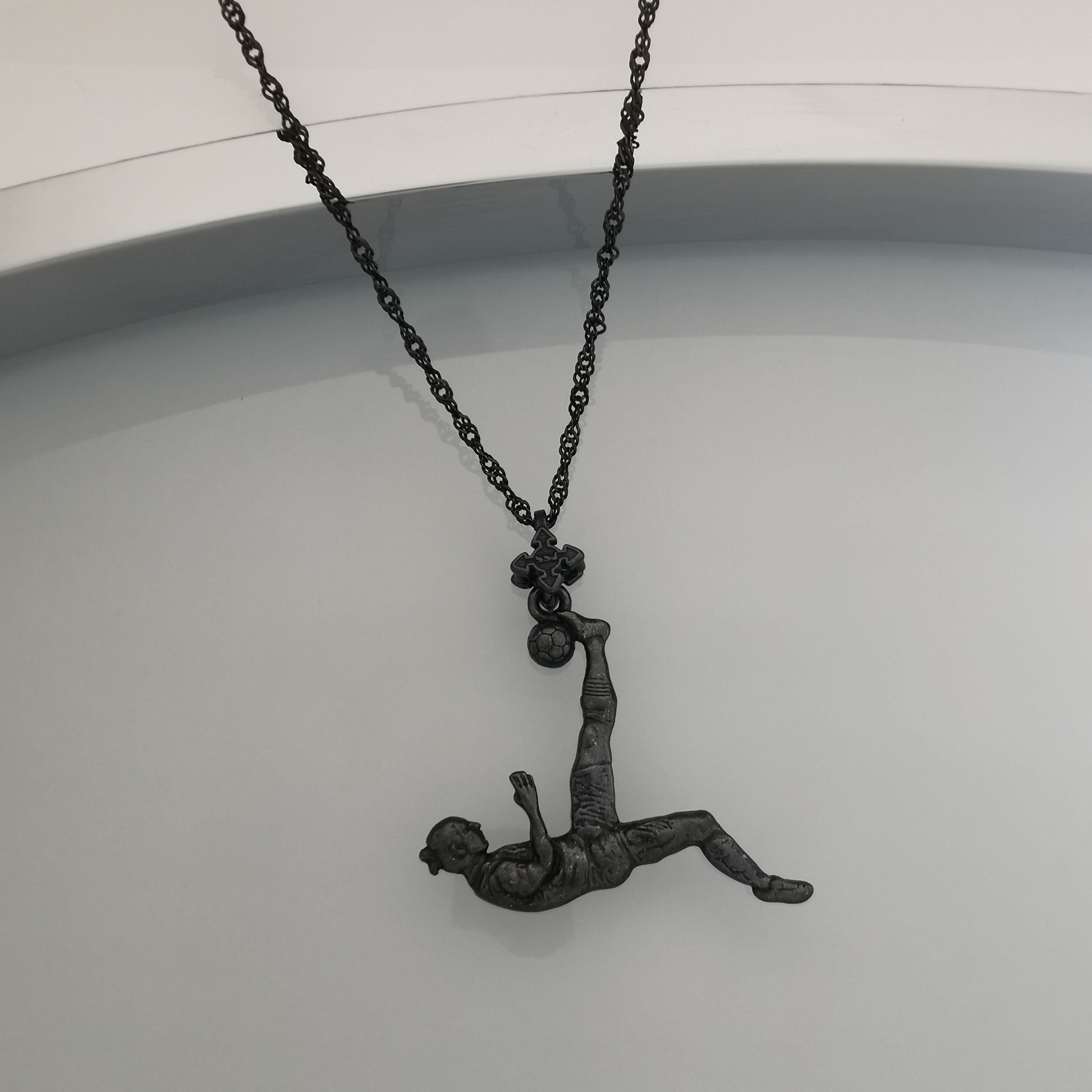 Football (Soccer) Jewelry Pendant for Men – Oxidized Black 925 Silver Gift – Handcrafted Sports Charm for Players & Fans – Necklace