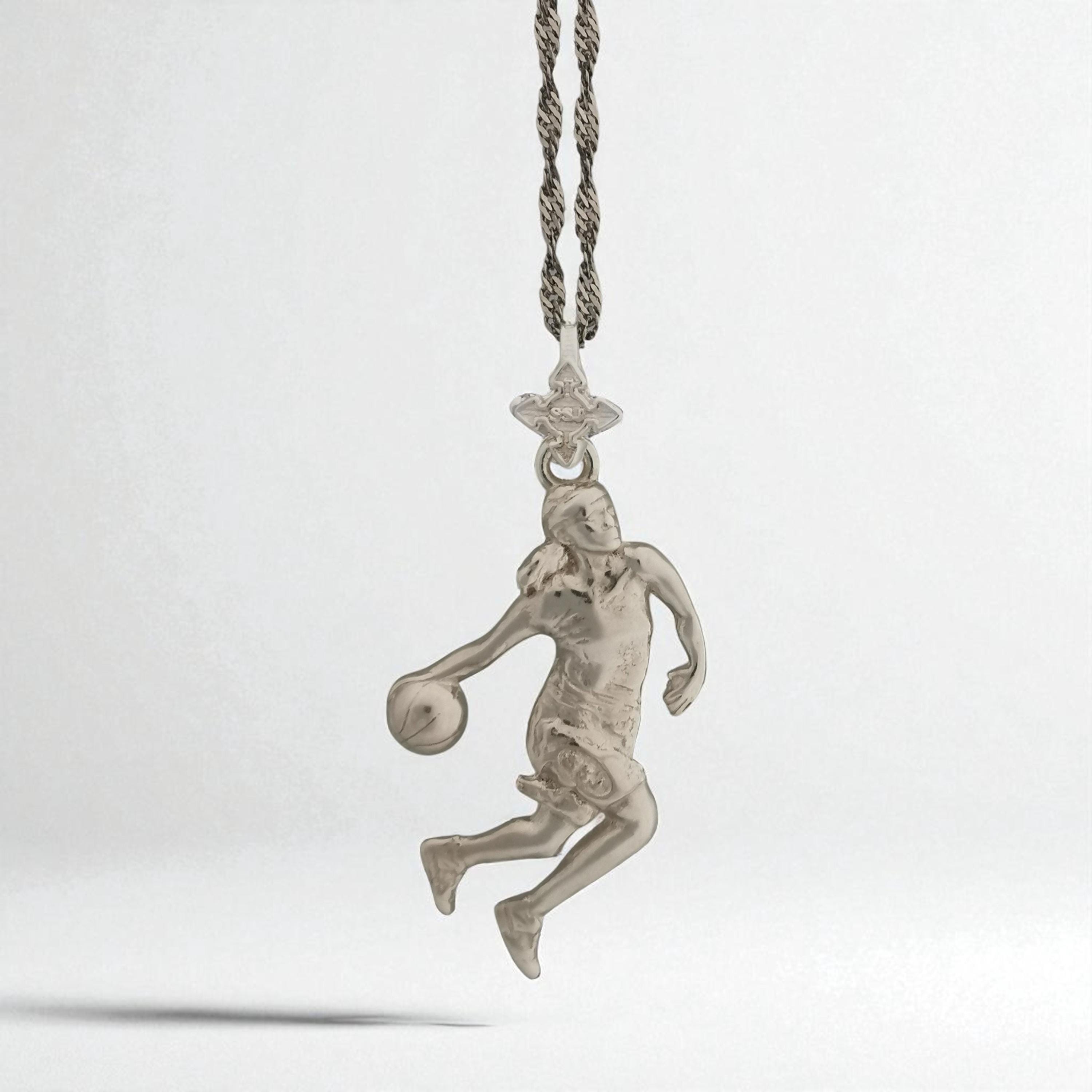 Basketball Pendant for Women and Girls – Classic Silver 925 Jewelry Gift – Handcrafted Sports Charm for Players, Coaches & Fans – Necklace