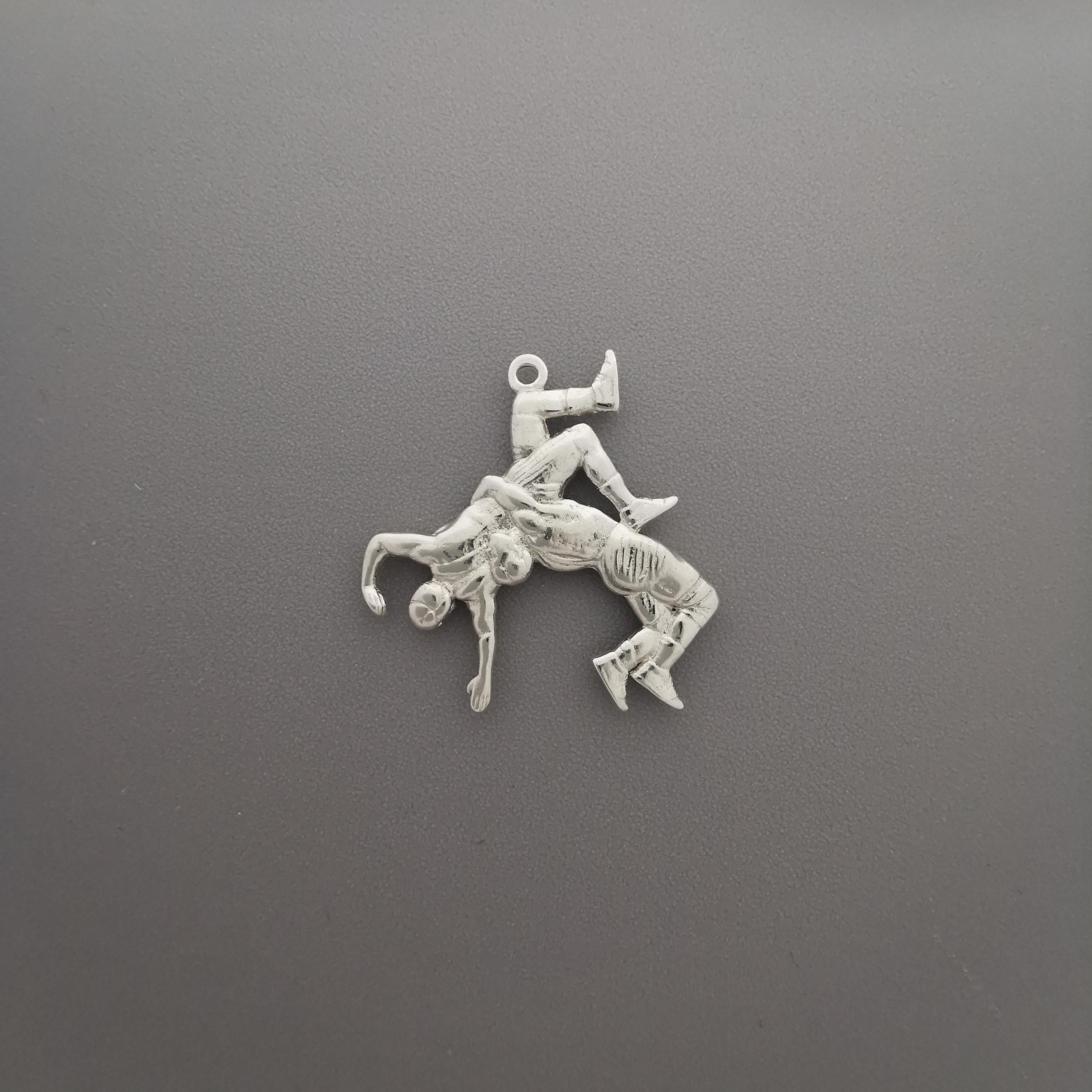 Wrestling Jewelry Pendant for Men – Classic 925 Silver Gift – Sports Accessory for Grapplers and Teen Boys – Necklace