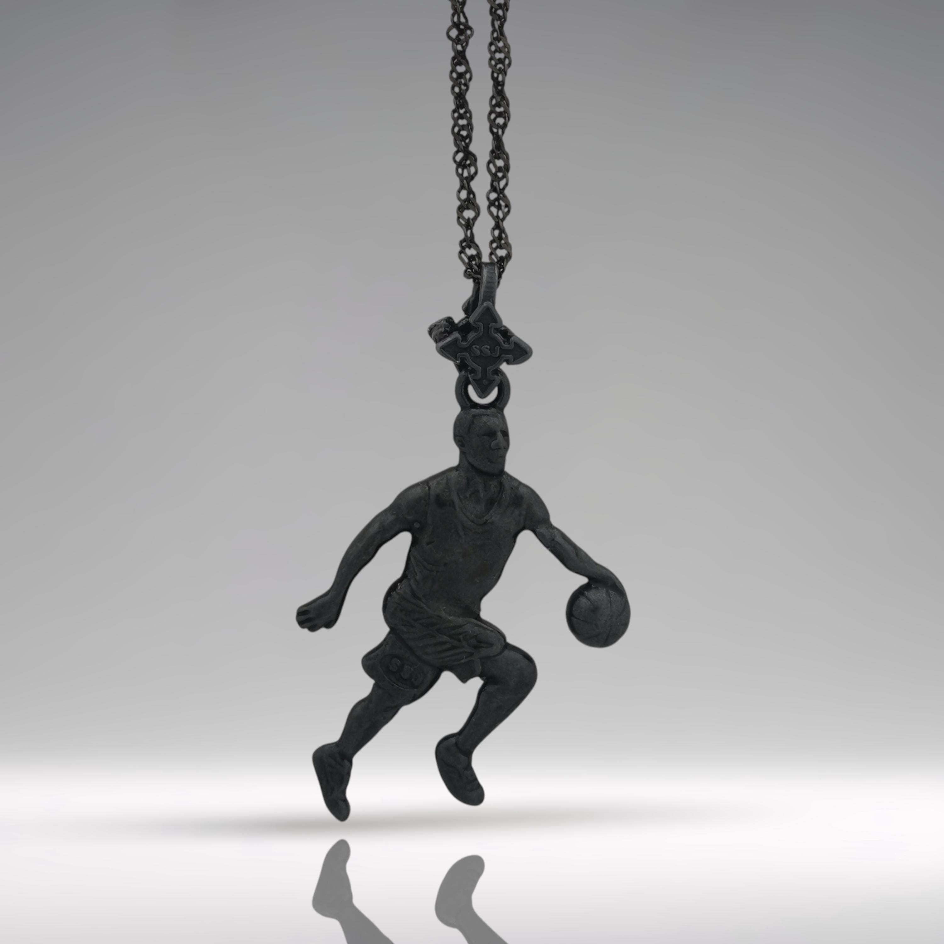 Basketball Jewelry Pendant for Men – Oxidized Black 925 Silver Gift – Bold Sports Accessory for Players and Collectors – Necklace