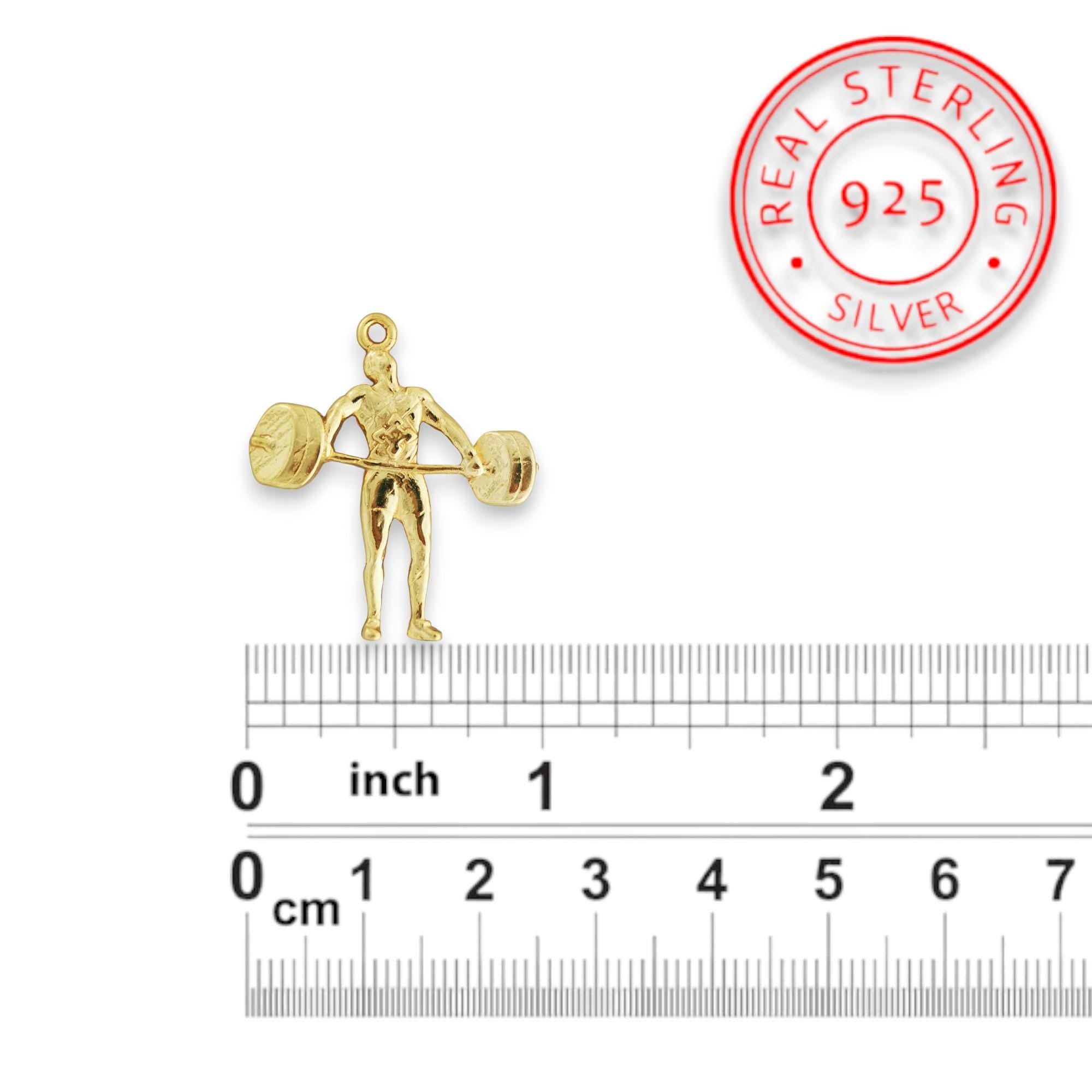 Gold-Plated Weightlifting Pendant Necklace - Mens Gym Charm for Bodybuilders