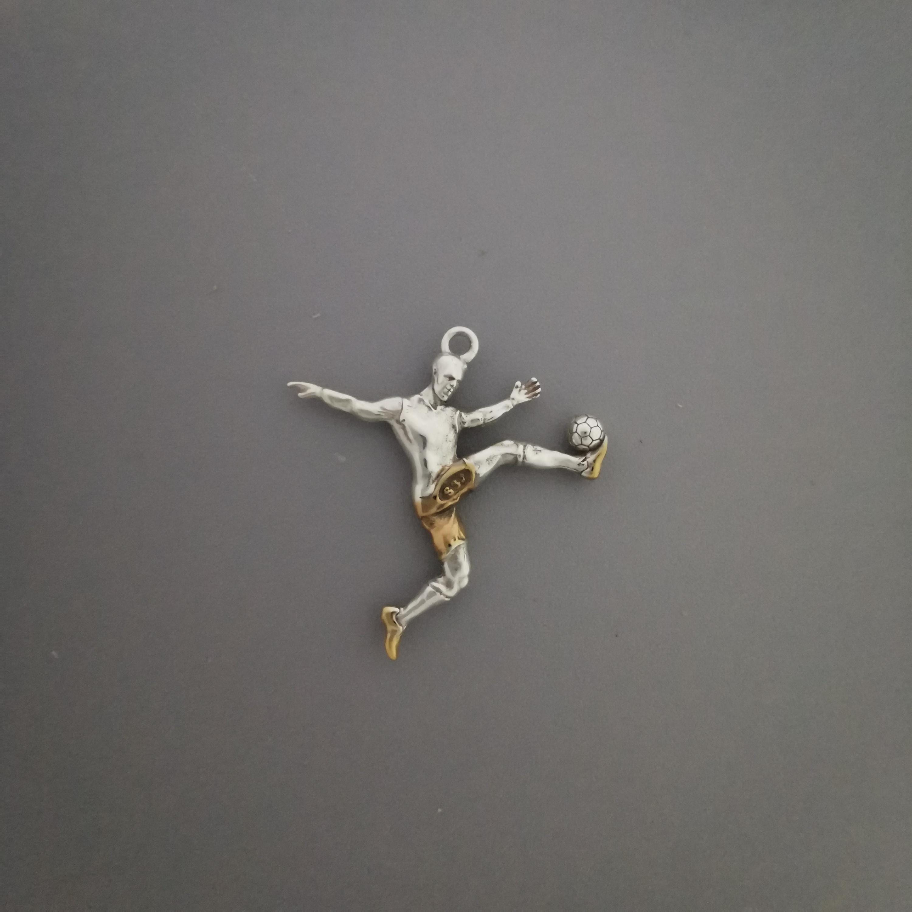 Football Soccer Jewelry Pendant for Men – Silver with Gold Detail 925 Gift – Sports Accessory for Teen Boys and Players – Necklace