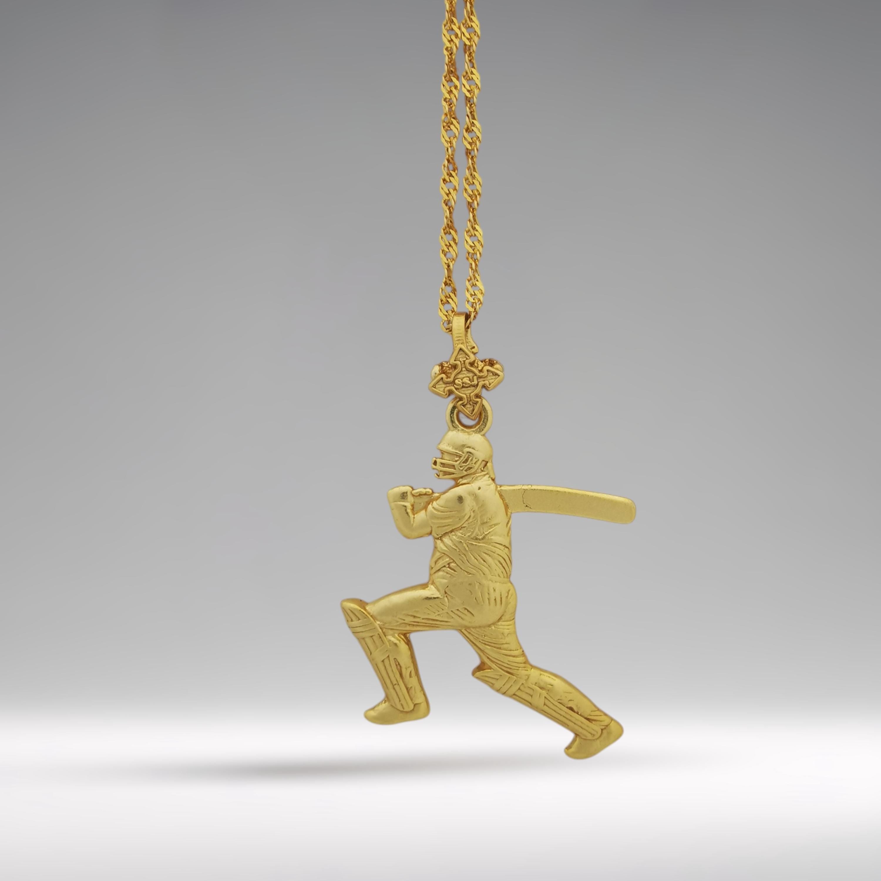 Cricket Necklace for Men – Gold-Plated 925 Silver Pendant – Sports Jewelry Gift for Batsmen, Fans, or Cricket Coaches