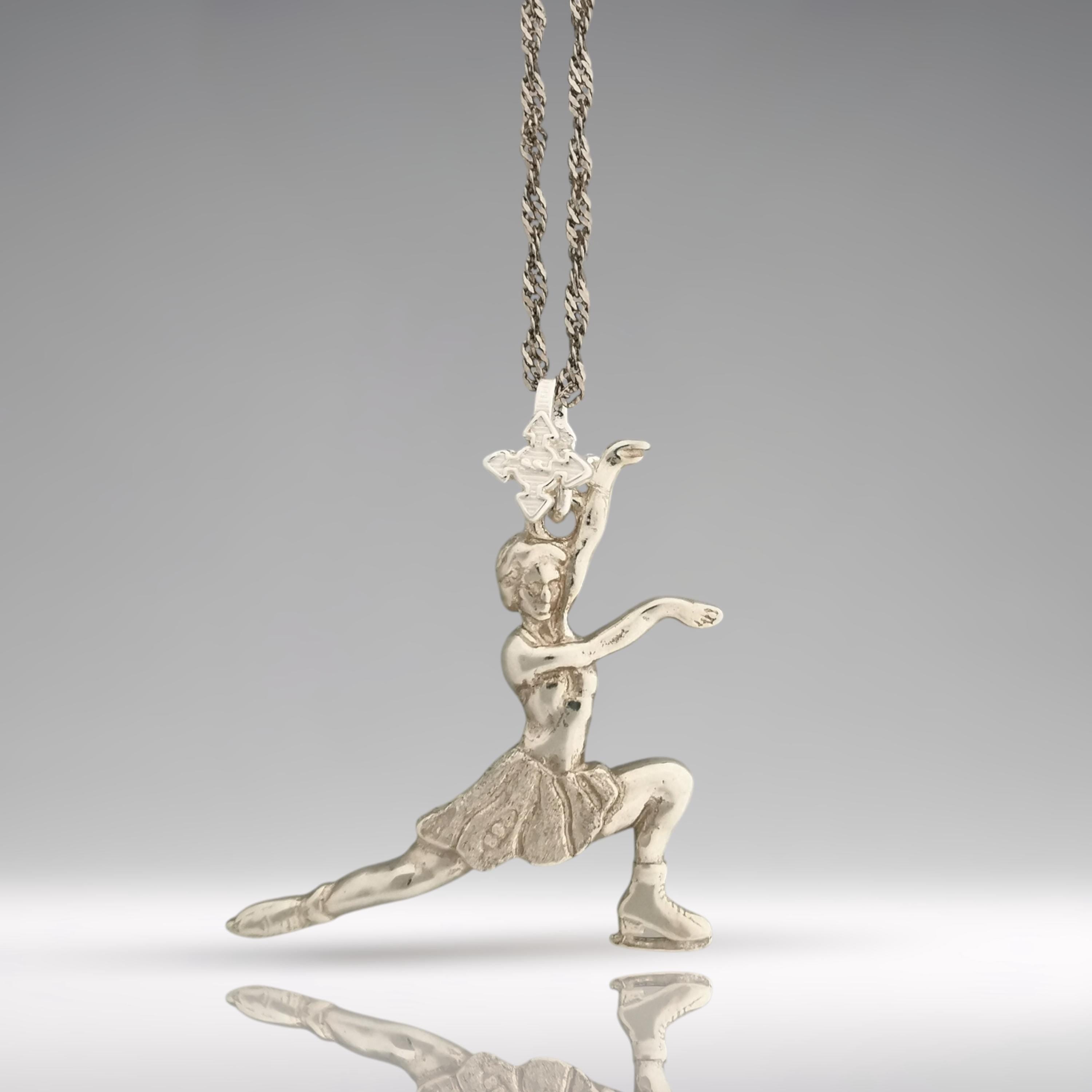 Figure Skating Pendant for Women – Classic Silver 925 Jewelry Gift – Handcrafted Sports Charm for Skaters, Coaches & Fans – Necklace