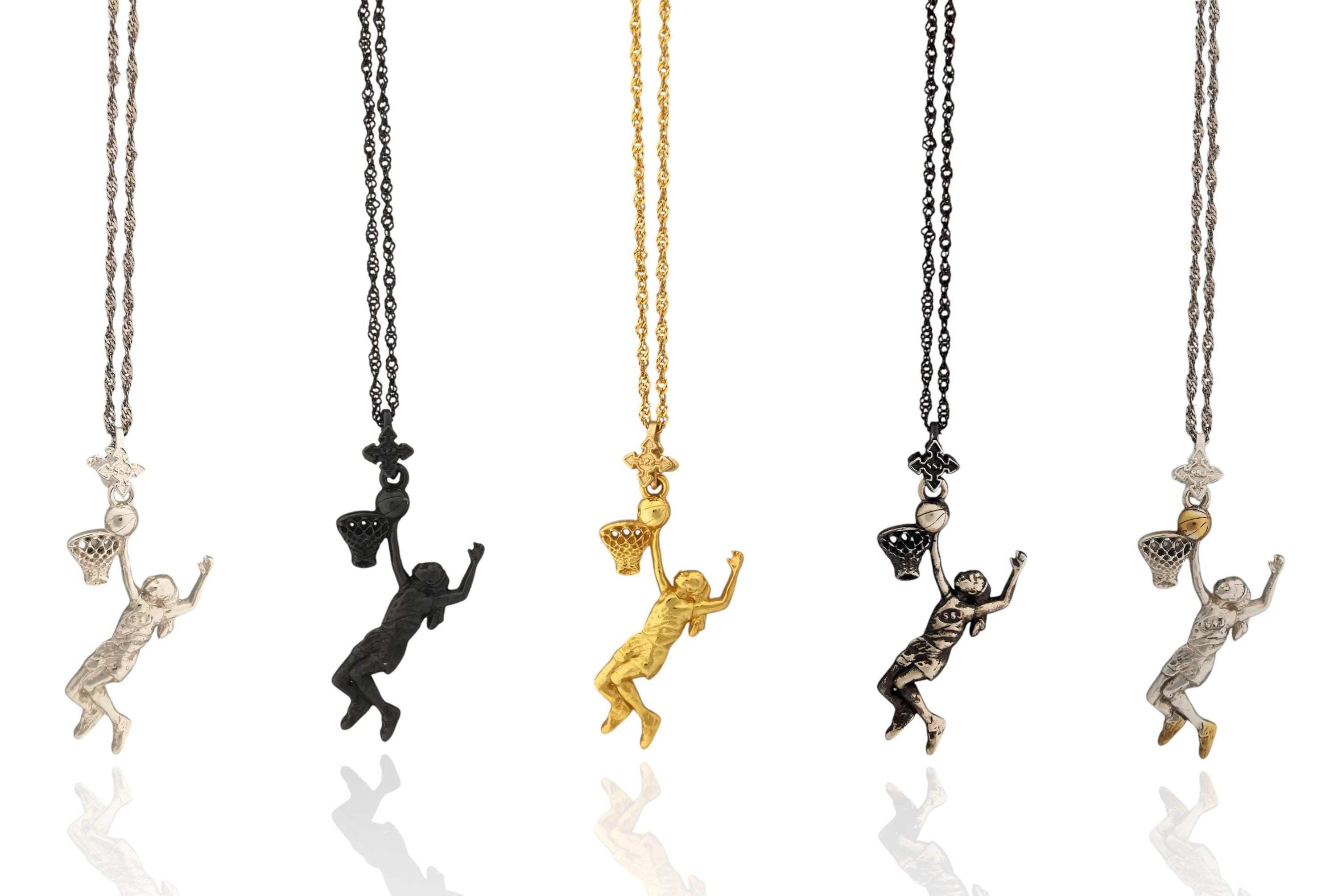 Basketball Jewelry Pendant for Women – Vintage Style 925 Silver Gift – Handcrafted Sports Charm for Athletes, Coaches & Fans – Necklace