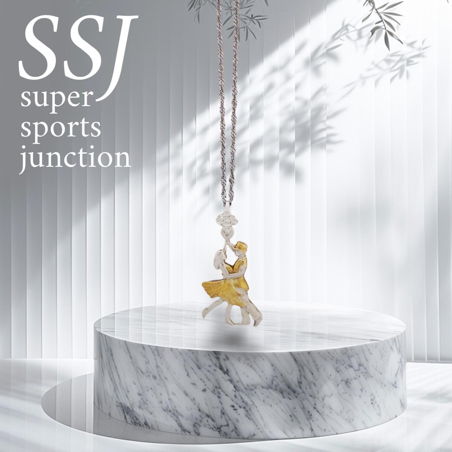 Tango Jewelry Pendant for Women – Silver with Gold Detail 925 Gift – Latin Dance Sports Accessory for Ballroom Dancers – Necklace