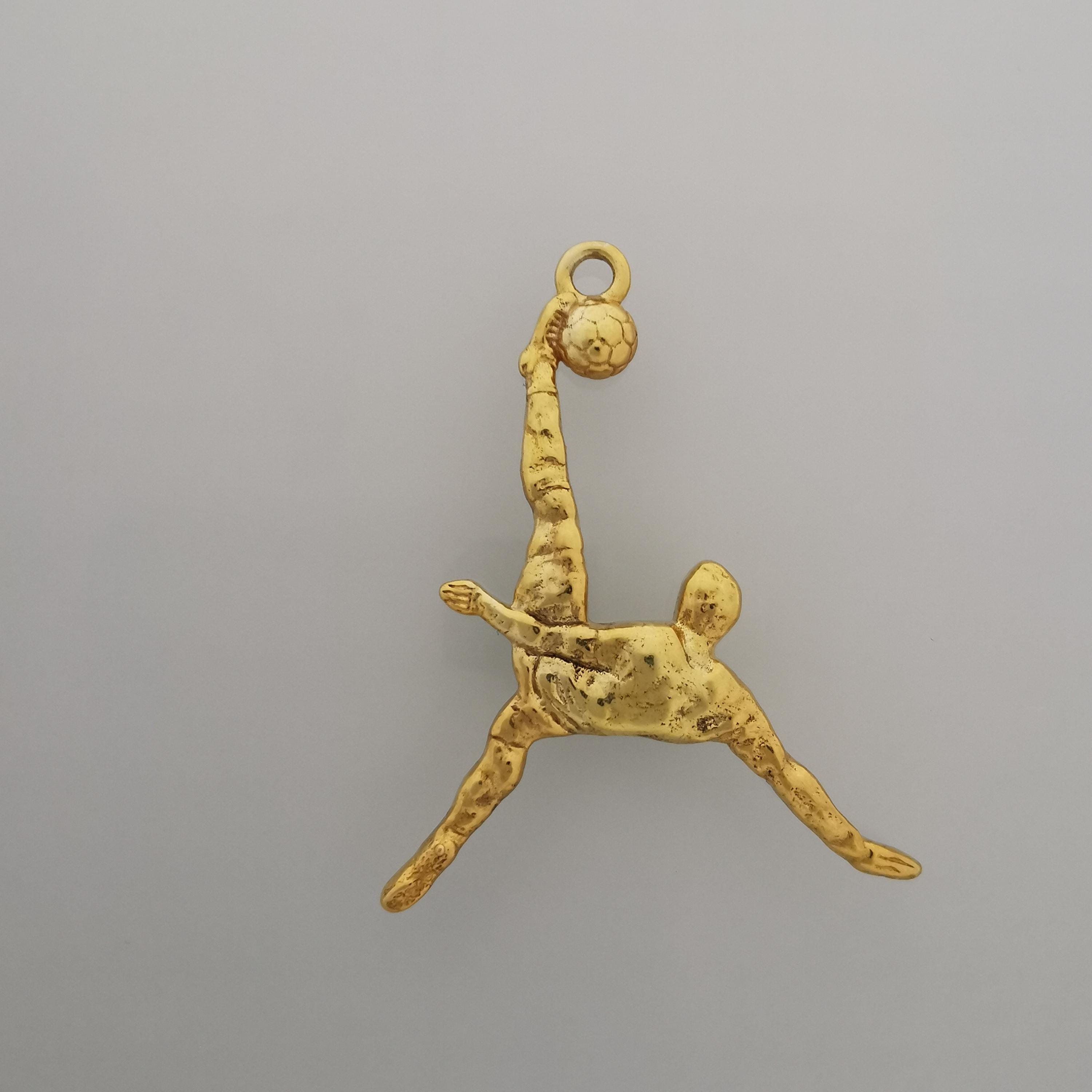 Football (Soccer) Jewelry Pendant for Men – Gold-Plated 925 Silver Gift – Bicycle Kick Sport Charm – Necklace