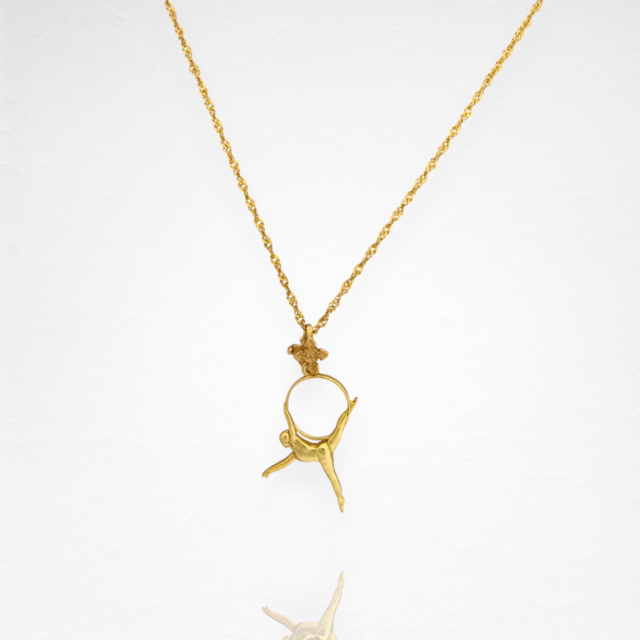 Aerial Hoop Jewelry Pendant for Women – Gold-Plated 925 Silver Gift – Handcrafted Sport Charm for Performers & Aerialists – Necklace