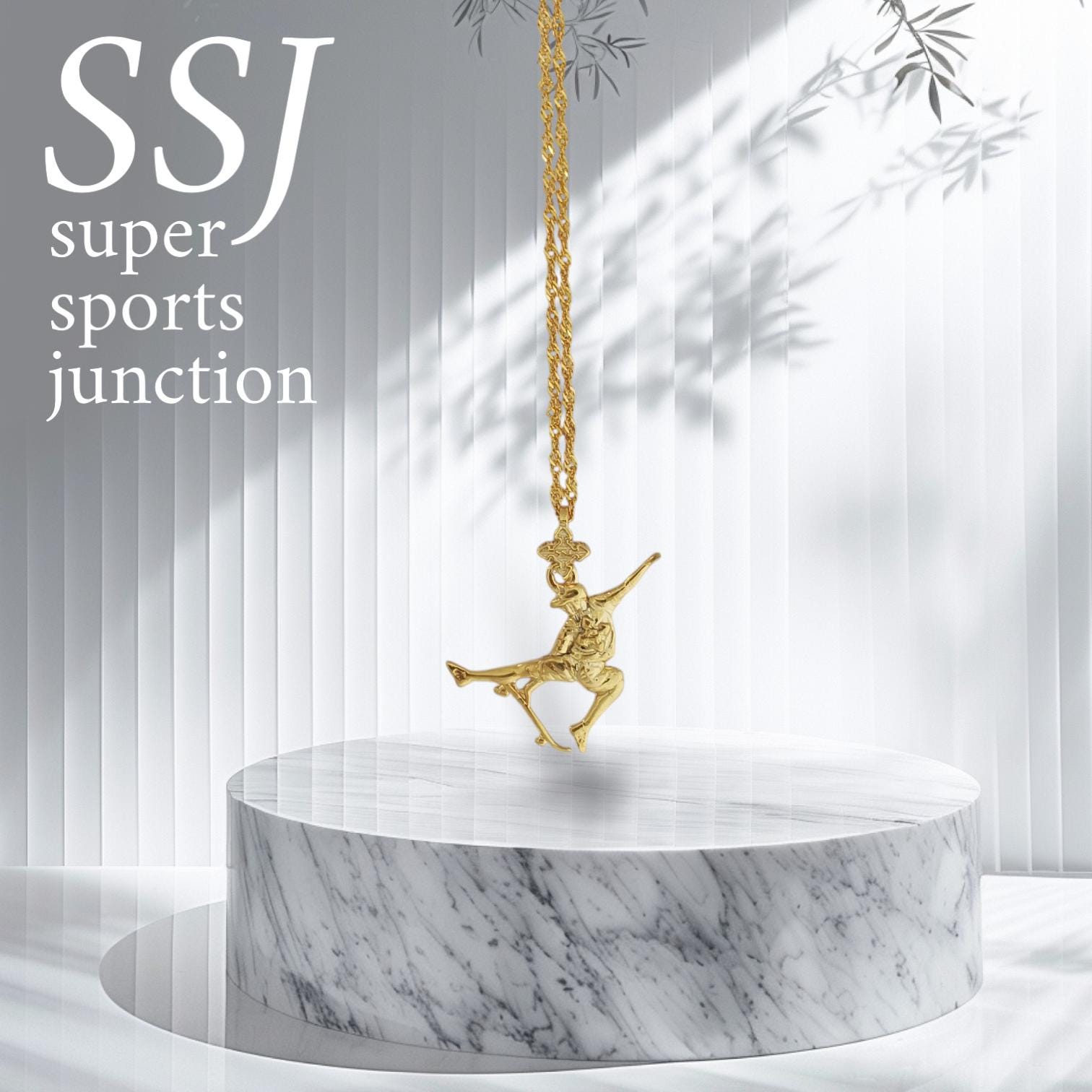 Skateboarding Jewelry Pendant for Men and Teen Boys – Gold-Plated 925 Silver Gift – Handcrafted Street Sports Accessory – Necklace