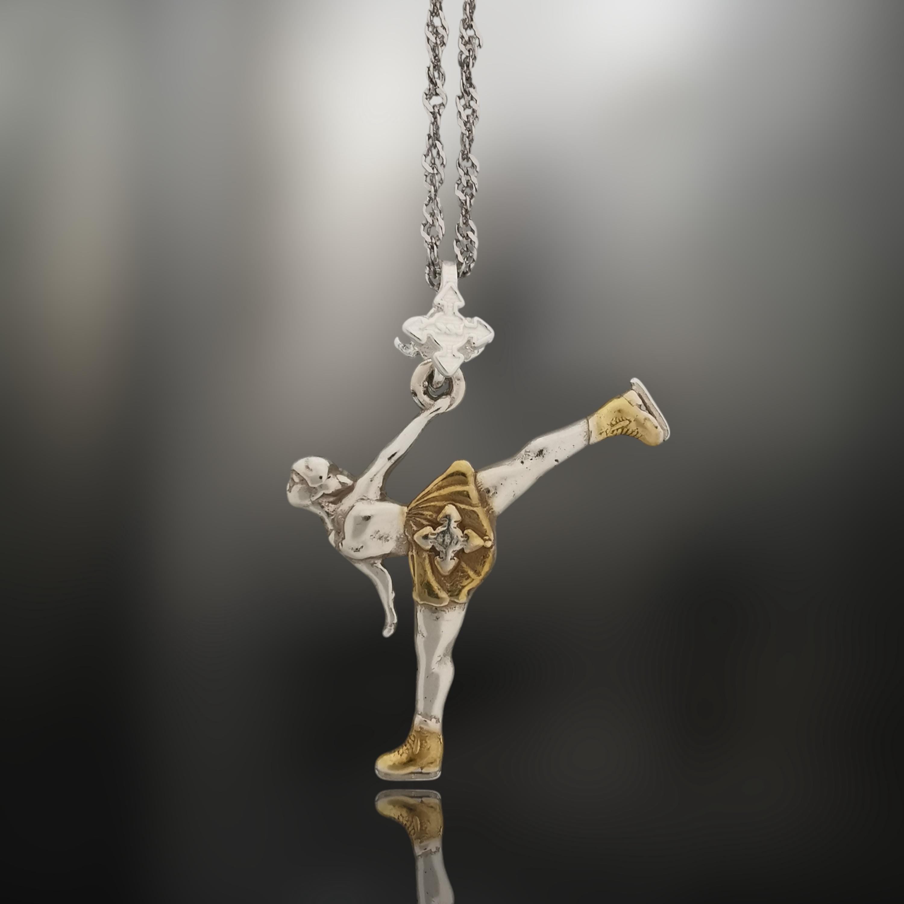 Figure Skating Jewelry Pendant for Women – 925 Silver with Partial Gold Plating – Handcrafted Sports Accessory for Teens – Necklace