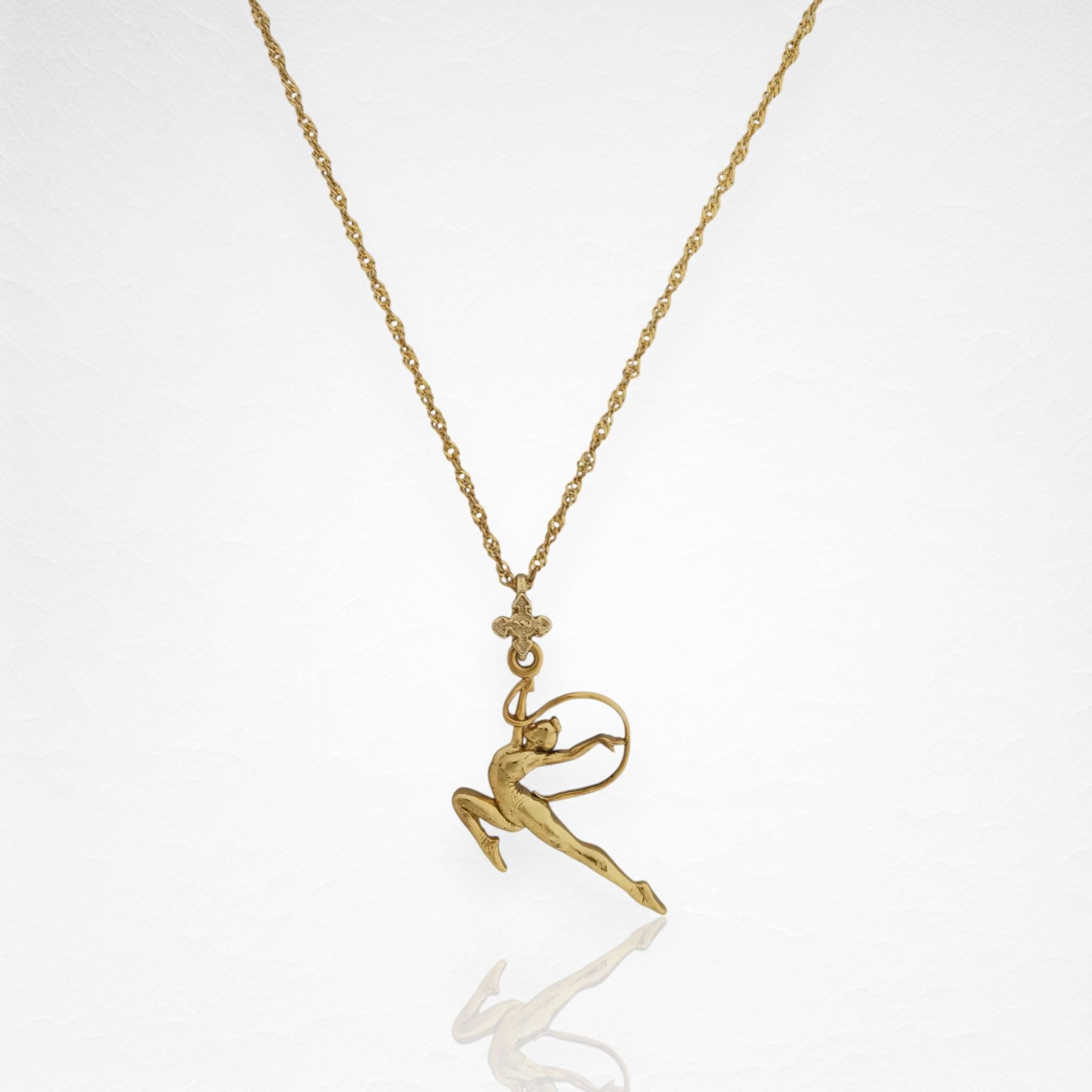 Rhythmic Gymnastics Jewelry Pendant for Girls – Gold-Plated 925 Silver Sports Gift – Handcrafted Charm for Dancers & Athletes – Necklace