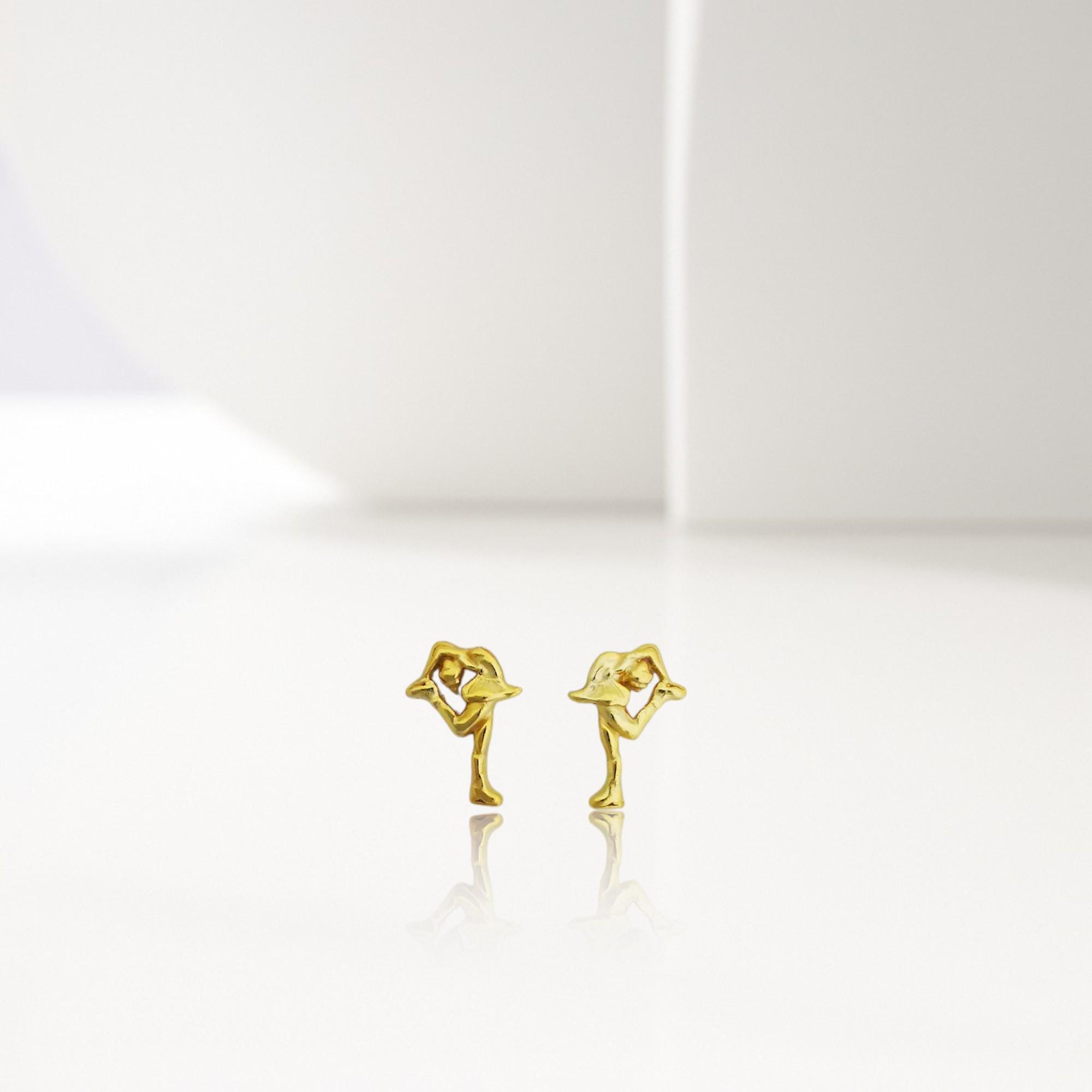 Figure Skating Stud Earrings. Gold Plated 925 Sterling Silver Jewelry for Women Minimalist Gift for Skater, Coach or Athlete Sports Earrings