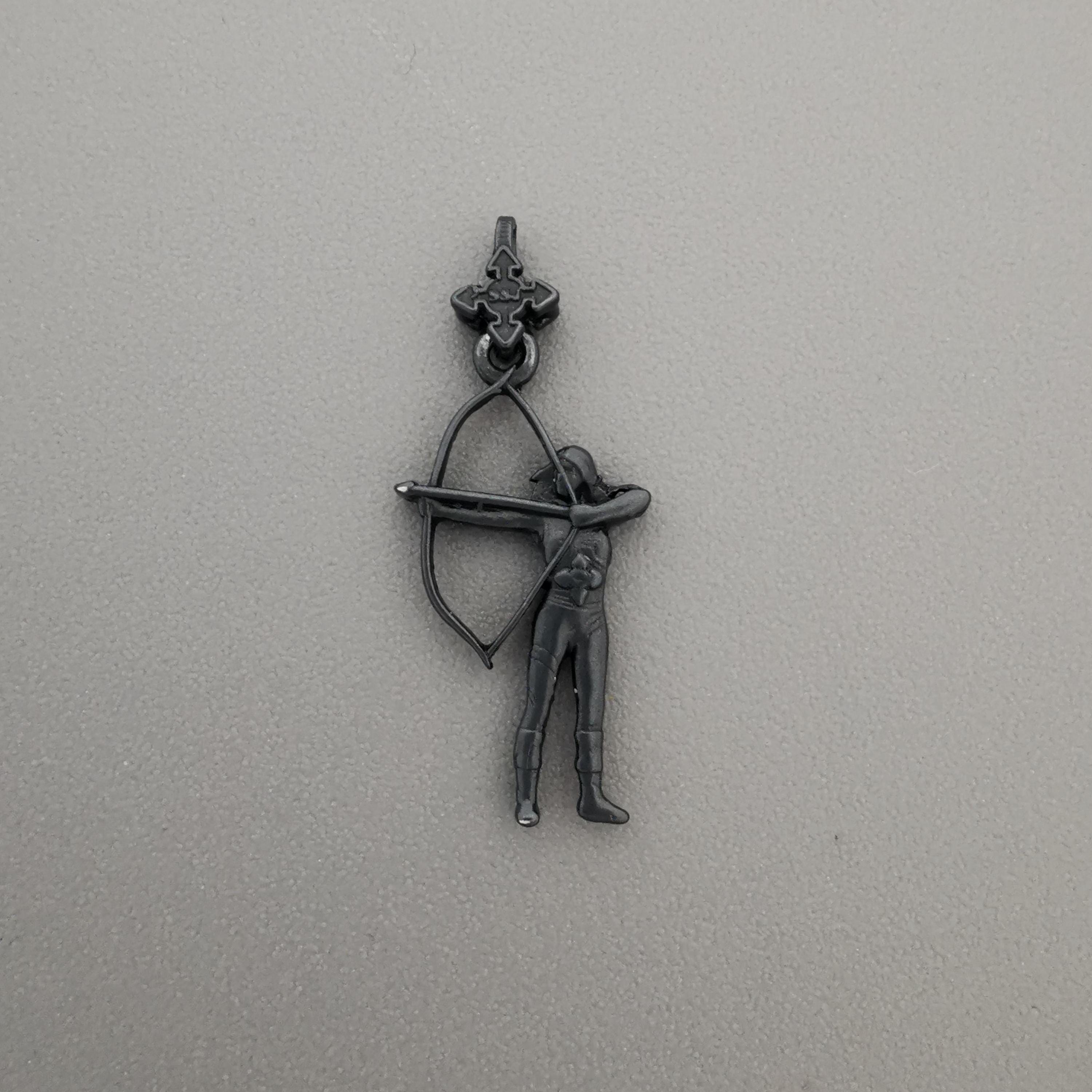 Woman with Bow and Arrow Jewelry – Black Oxidized 925 Silver Pendant – Bold Sports Gift for Archer, Athlete or Coach - Necklace