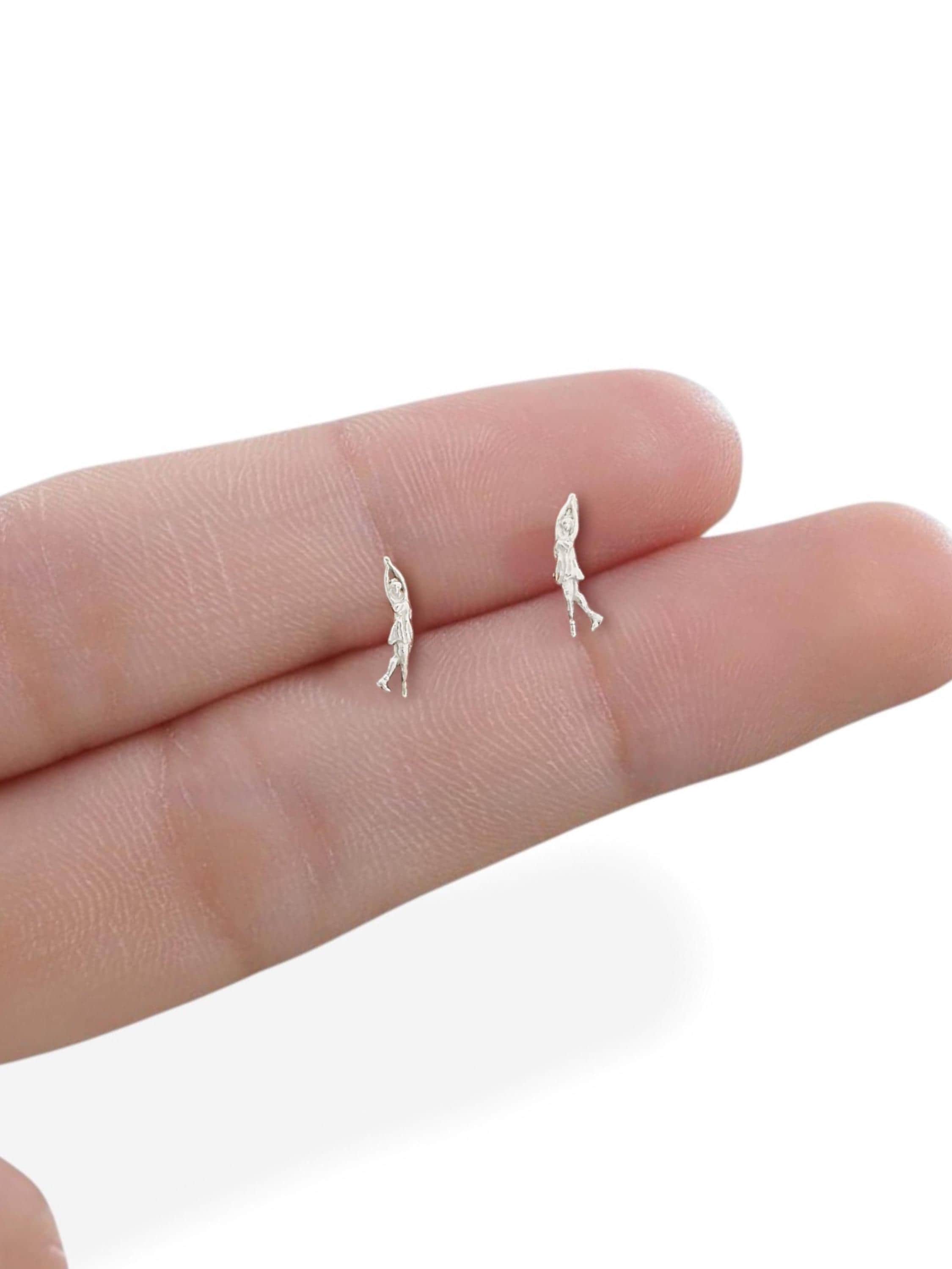 Figure Skating Stud Earrings – 925 Silver Jewelry Gift for Women, Skaters, Coaches or Fans