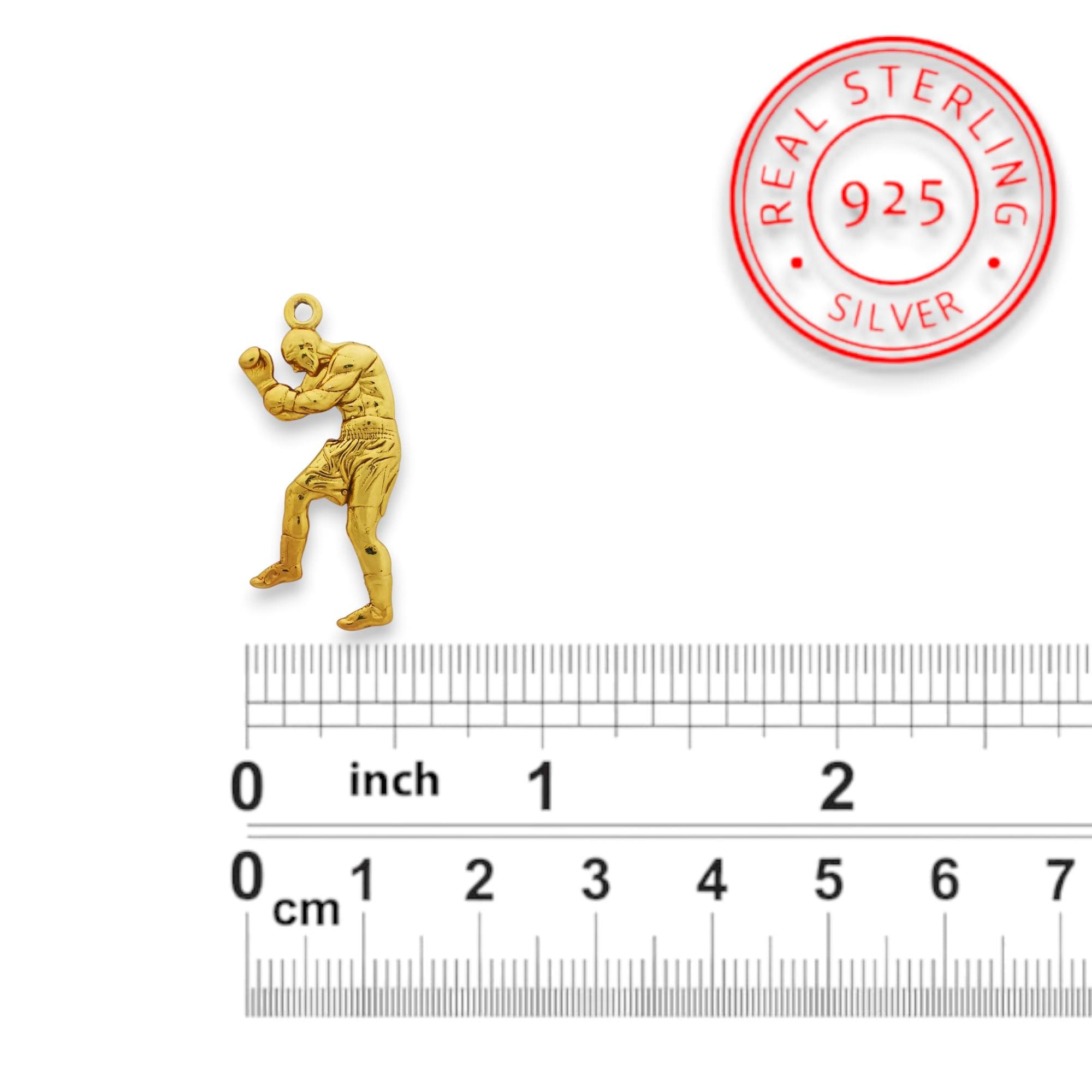 Boxing Pendant for Men – Gold-Plated 925 Silver Jewelry Gift – Sports Accessory for Fighters or Collectors – Necklace