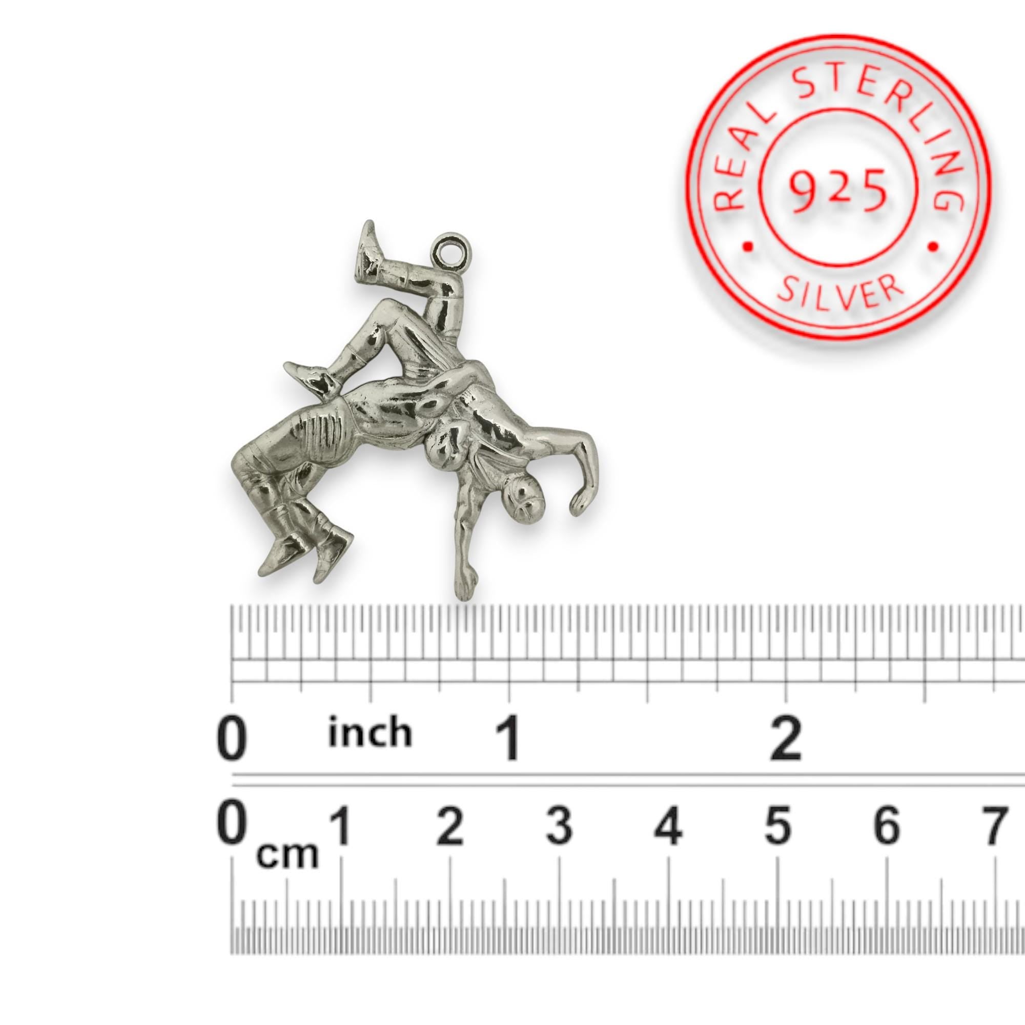 Wrestling Jewelry Pendant for Men – Classic 925 Silver Gift – Sports Accessory for Grapplers and Teen Boys – Necklace