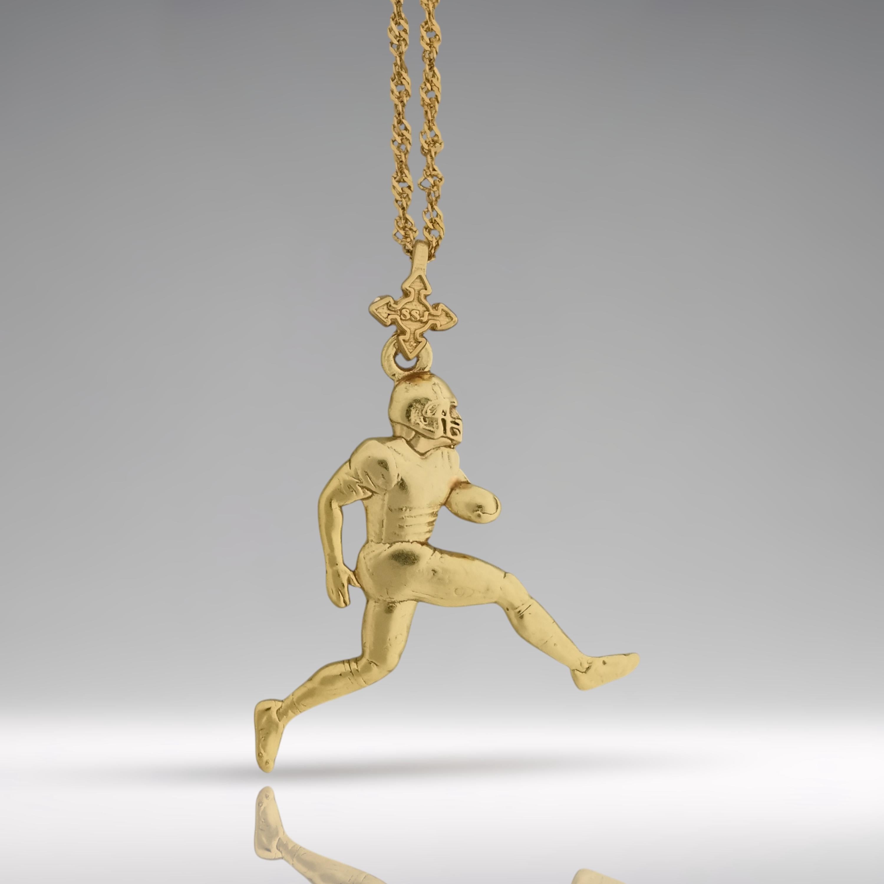American Football Jewelry Pendant for Men, Gold-Plated 925 Silver Gift – Luxurious Sports Accessory for Players and Sports Lovers – Necklace