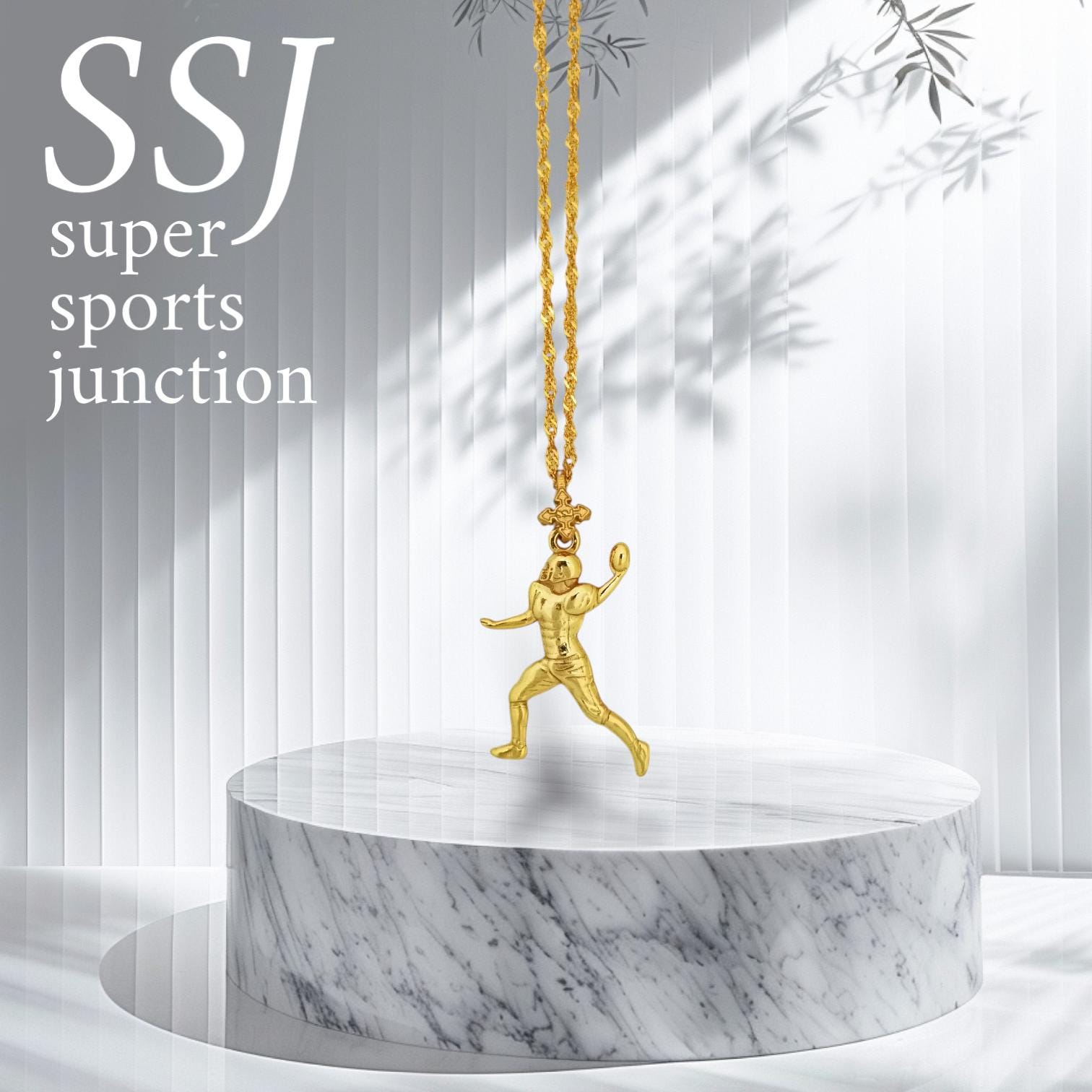 American Football Jewelry Pendant for Men – Gold-Plated 925 Silver Gift – Handcrafted Sports Accessory for Game Day – Necklace