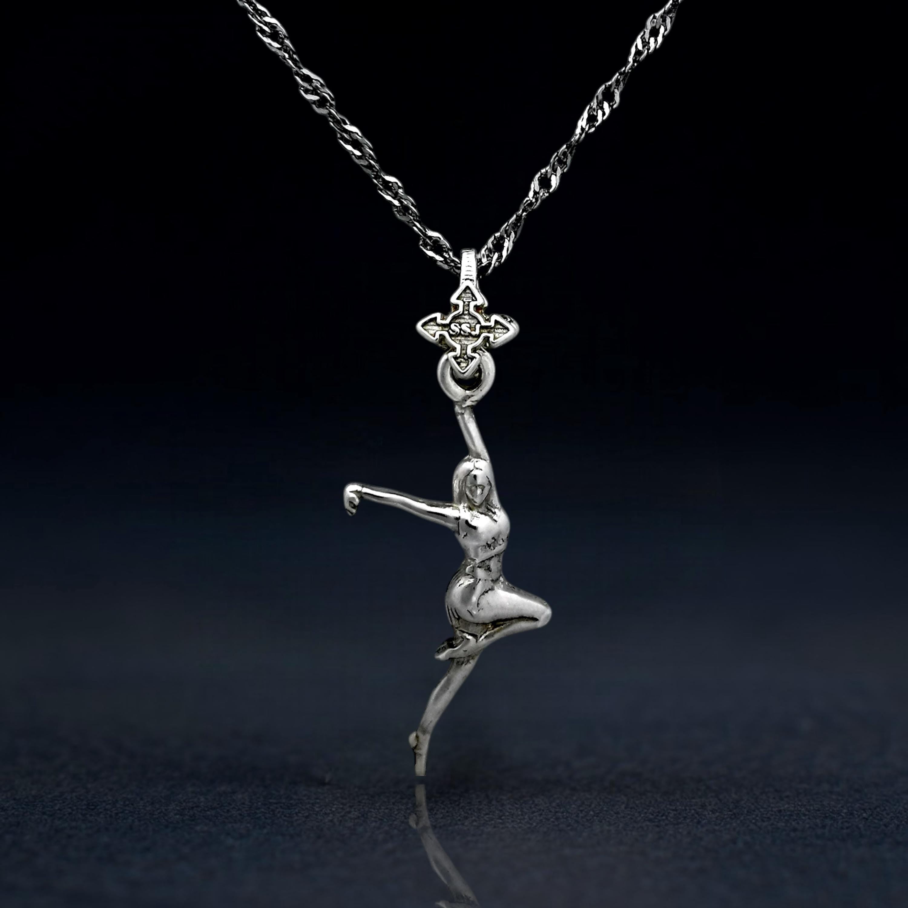 Latin Dance Jewelry Pendant for Women – Classic Silver 925 Gift – Handcrafted Sports Accessory for Dancers – Necklace