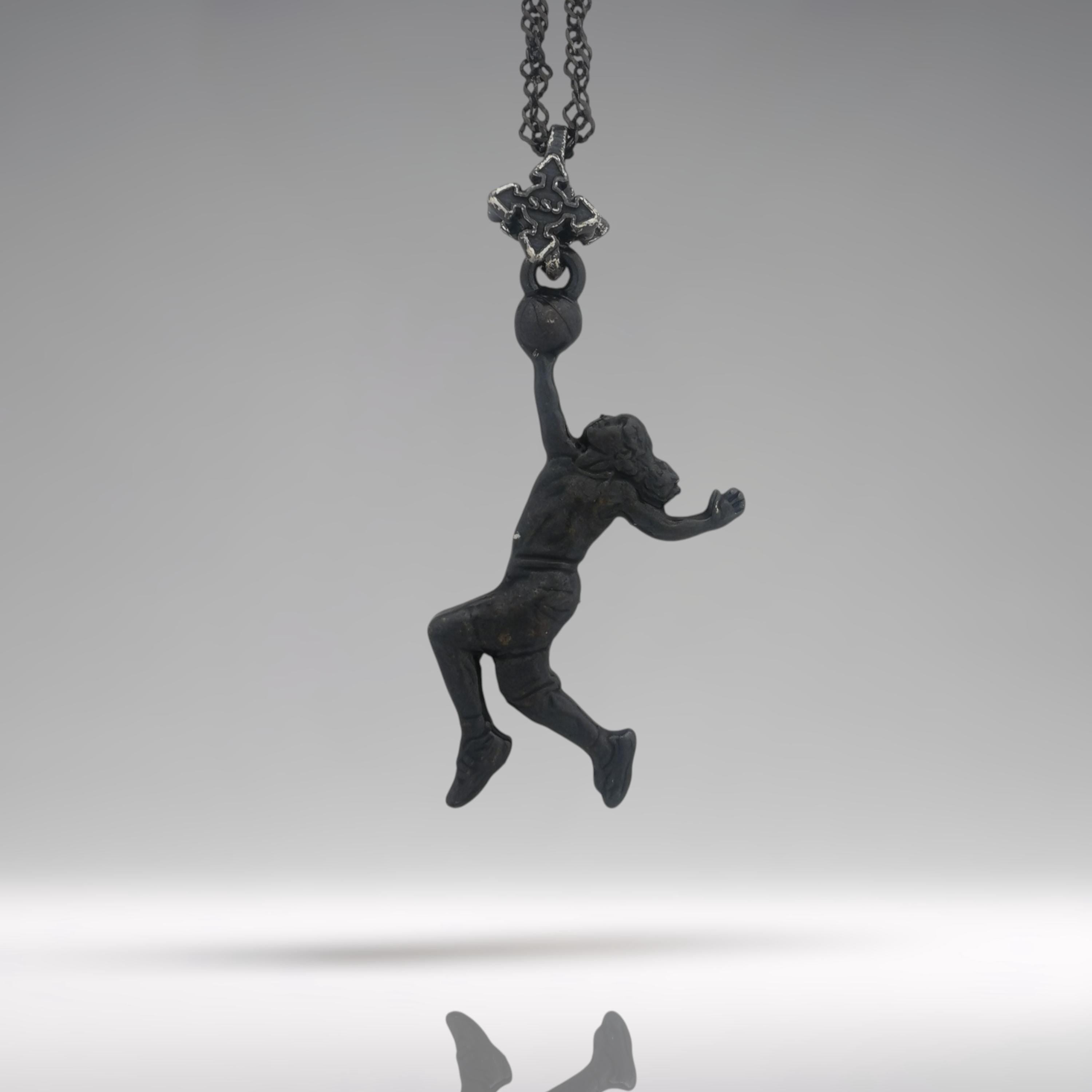 Basketball Jewelry Pendant for Women – Oxidized Black 925 Silver Gift – Bold Sports Accessory for Girls and Players – Necklace