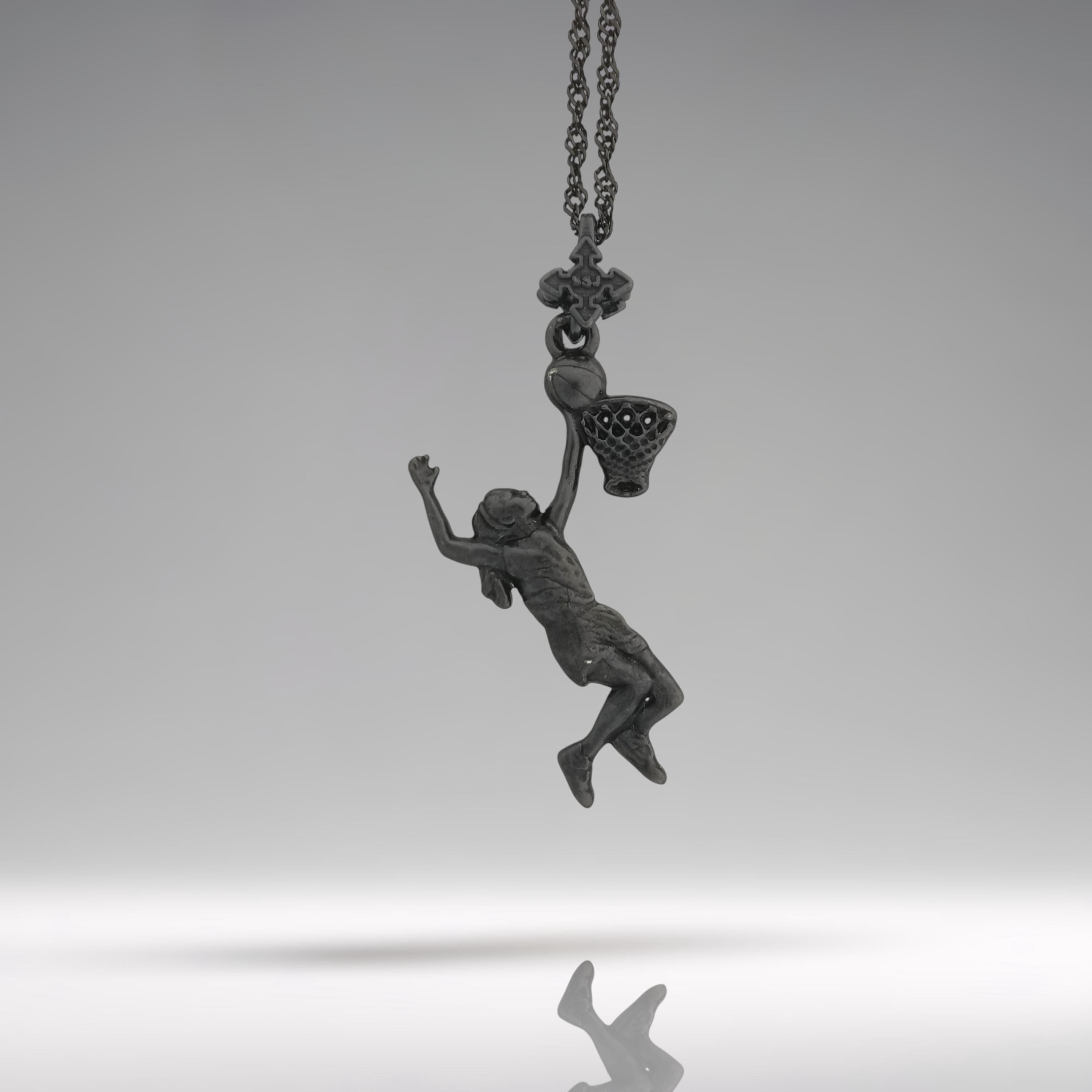 Basketball Jewelry Pendant for Women – Oxidized Black 925 Silver Gift – Handcrafted Sports Charm for Athletes, Coaches & Fans – Necklace