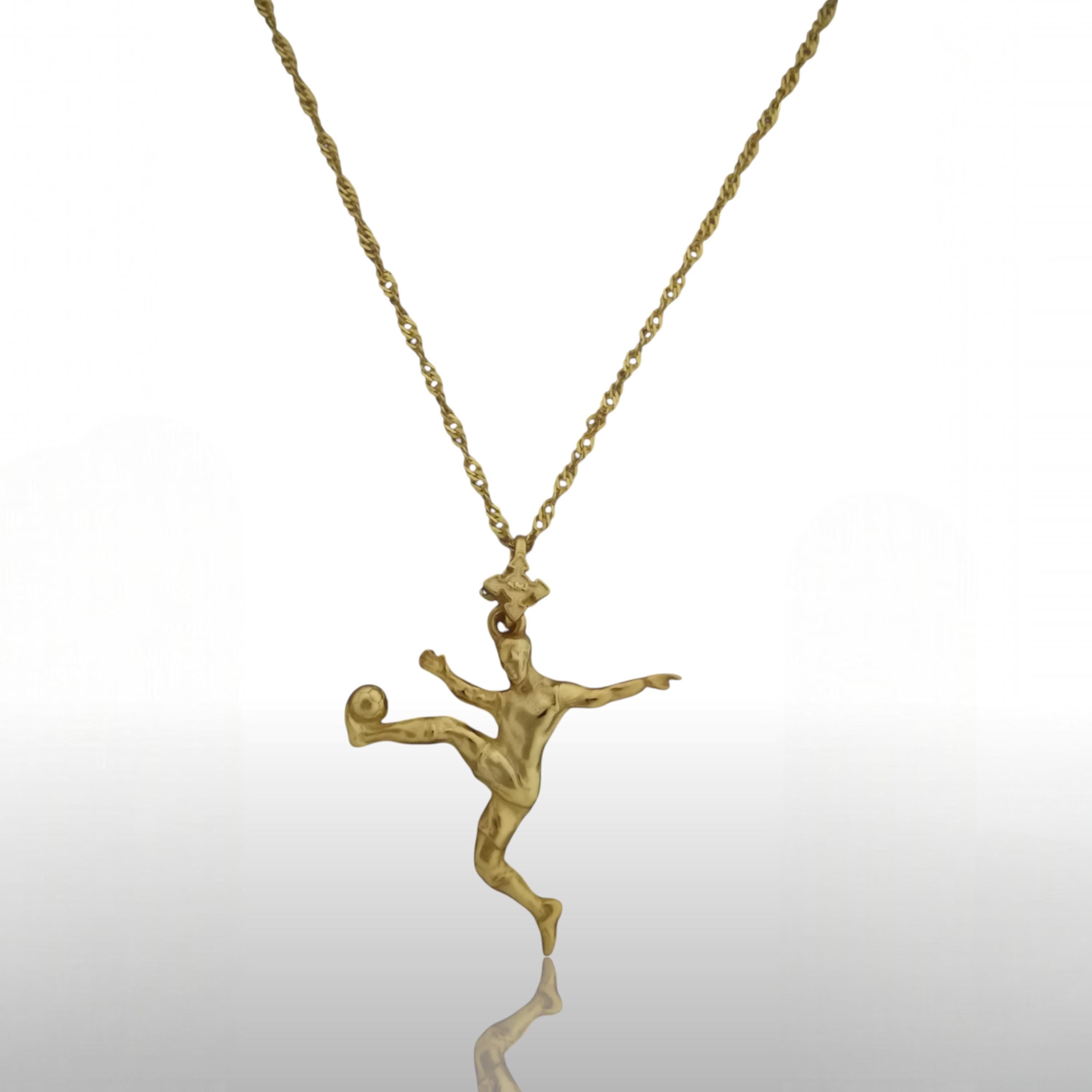 Football Soccer Jewelry Pendant for Men Gold-Plated 925 Silver Gift – Sports Accessory  Necklace – Gift for Soccer Players, Coaches, or Fans