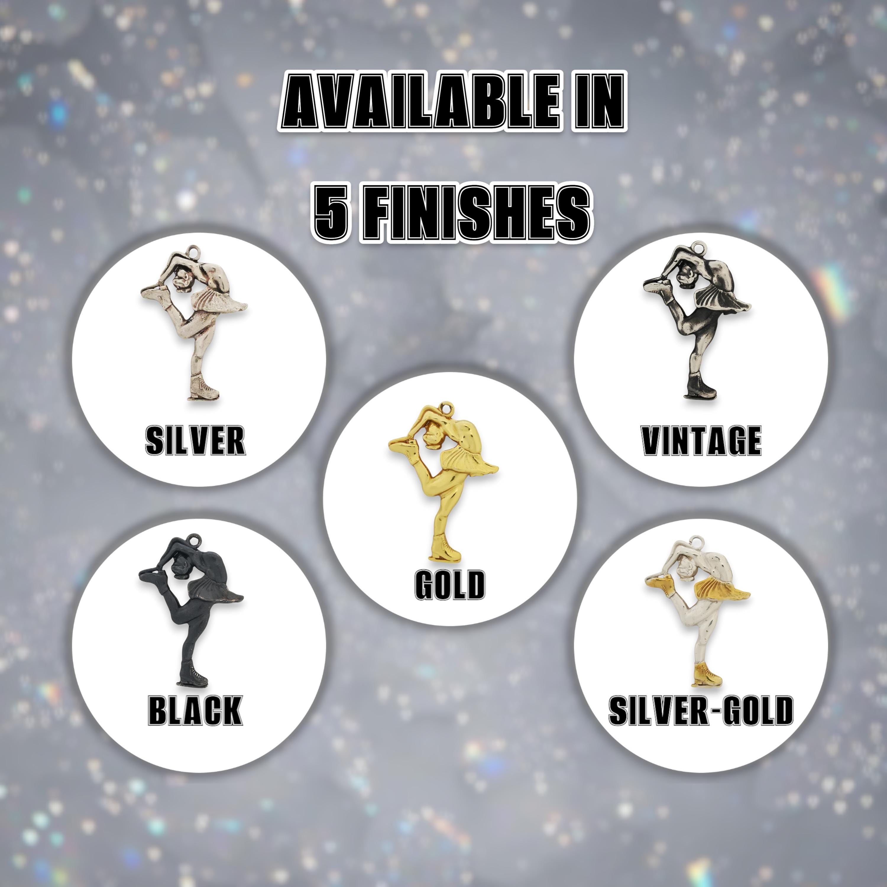 Figure Skating Jewelry Pendant for Women – Silver with Partial Gold Plating 925 Gift – Elegant Two-Tone Sports Charm for Skaters – Necklace