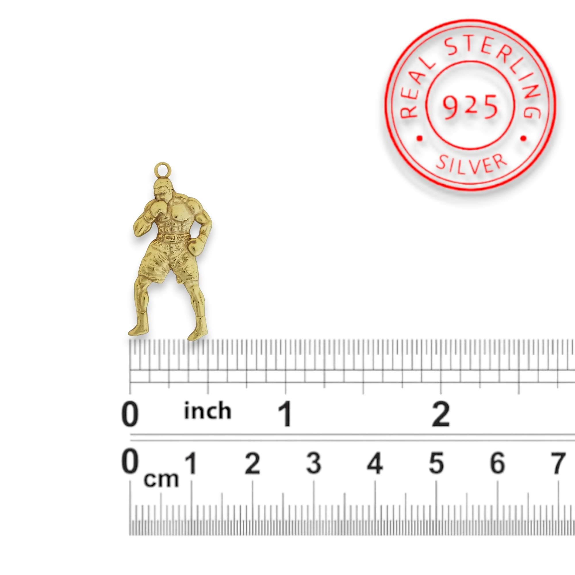Boxing Jewelry Pendant for Men – Gold-Plated 925 Silver Gift – Handcrafted Sports Accessory for Fighters, Coaches & Fans – Necklace