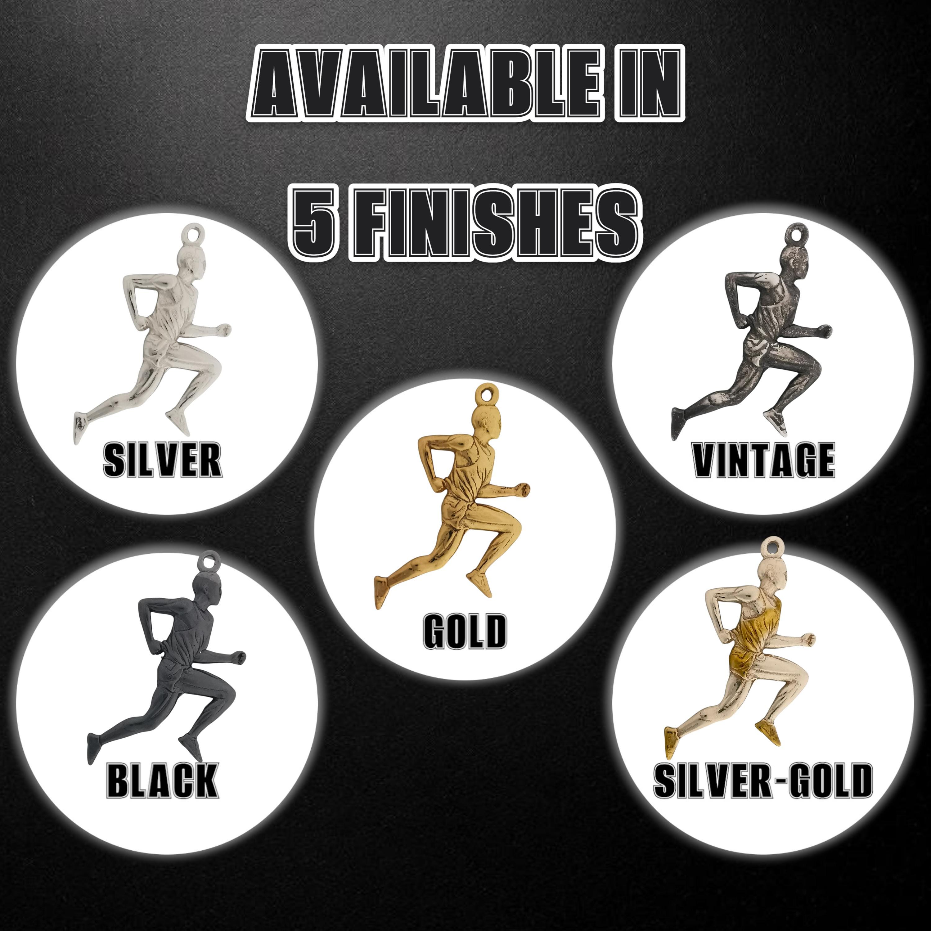 Running Jewelry Pendant for Men – 925 Silver with Partial Gold Plating Gift, Handcrafted Charm for Joggers & Track Athletes, Sports Necklace