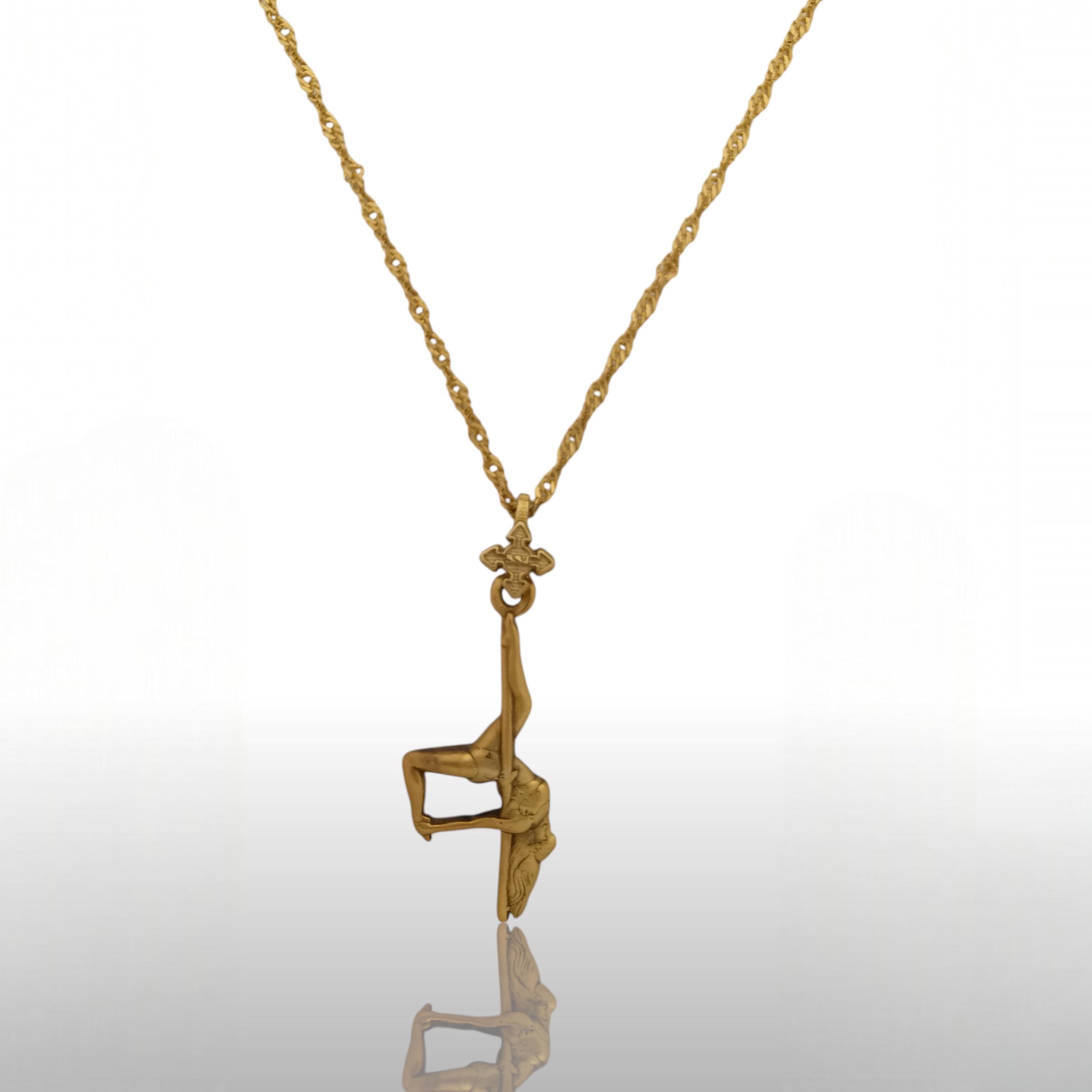 Pole Dance Jewelry – Gold-Plated 925 Silver Pendant – Bold & Sensual Gift for Women. Dancers and Stage Performers - Necklace