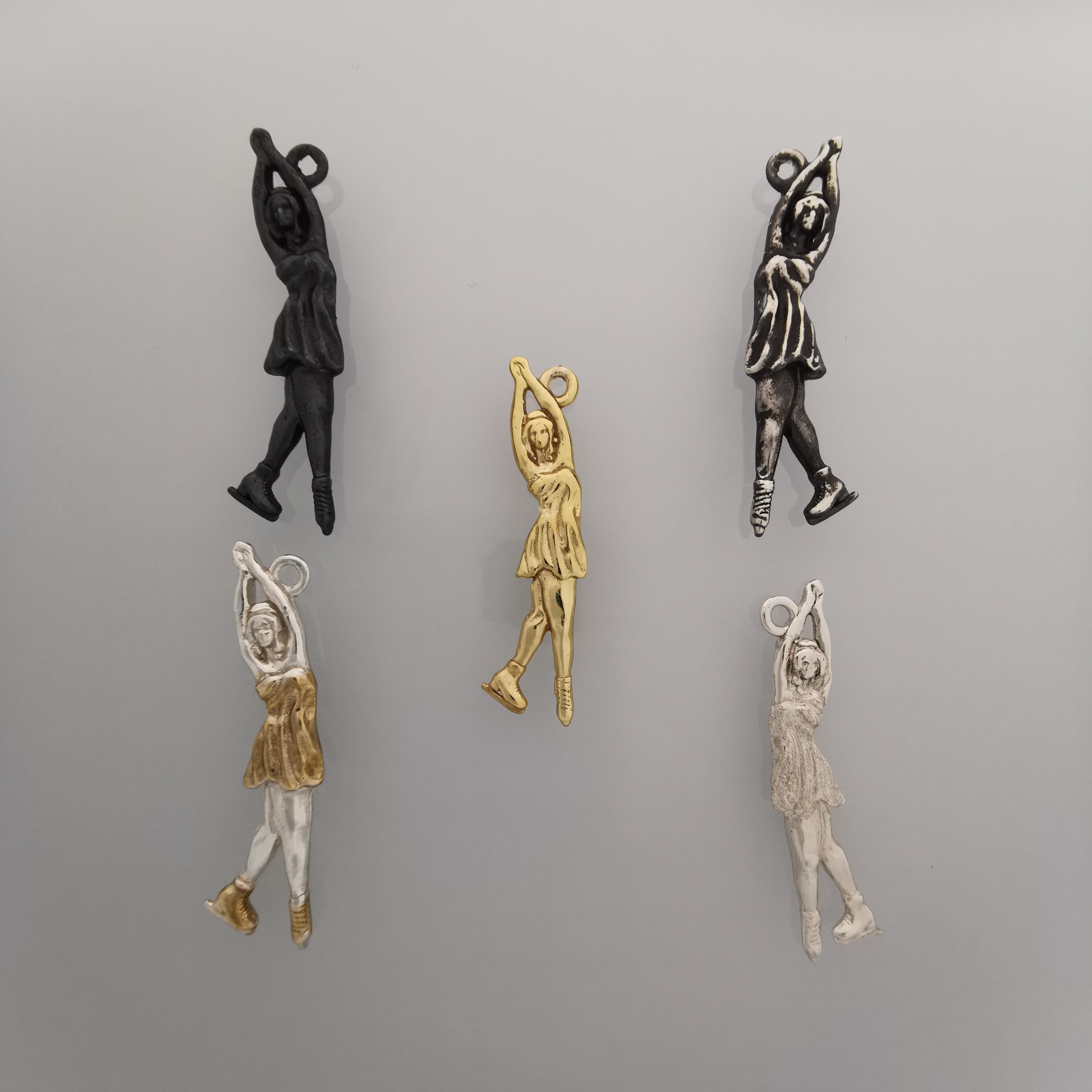 Figure Skating Jewelry Pendant for Girls  – 925 Silver with Partial Gold Plating Gift, Sports Charm for Skaters, Coaches & Fans – Necklace