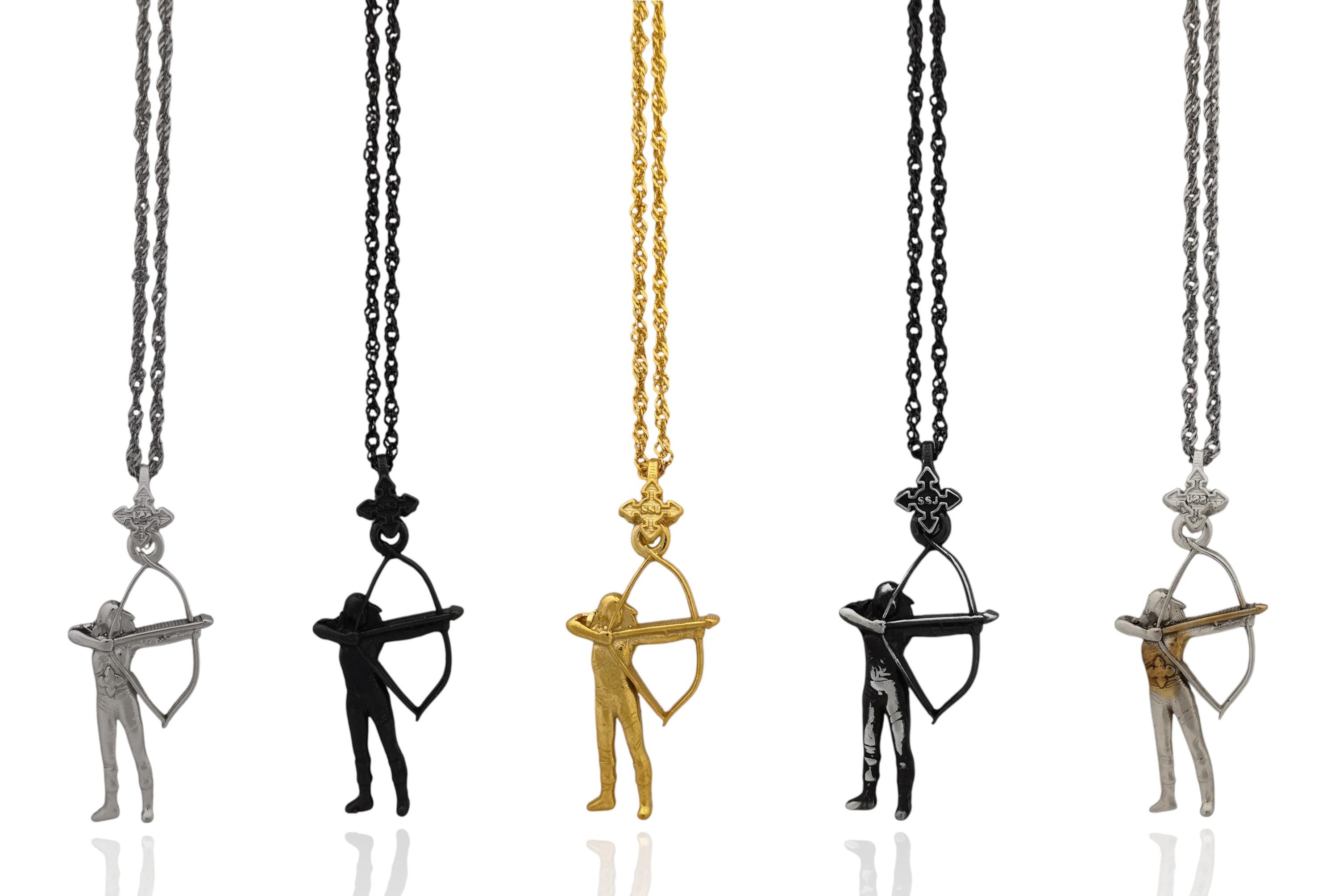 Woman with Bow and Arrow Jewelry – 925 Sterling Silver Archer Pendant – Gift for Her, Sports Lover or Archery Fan - Necklace