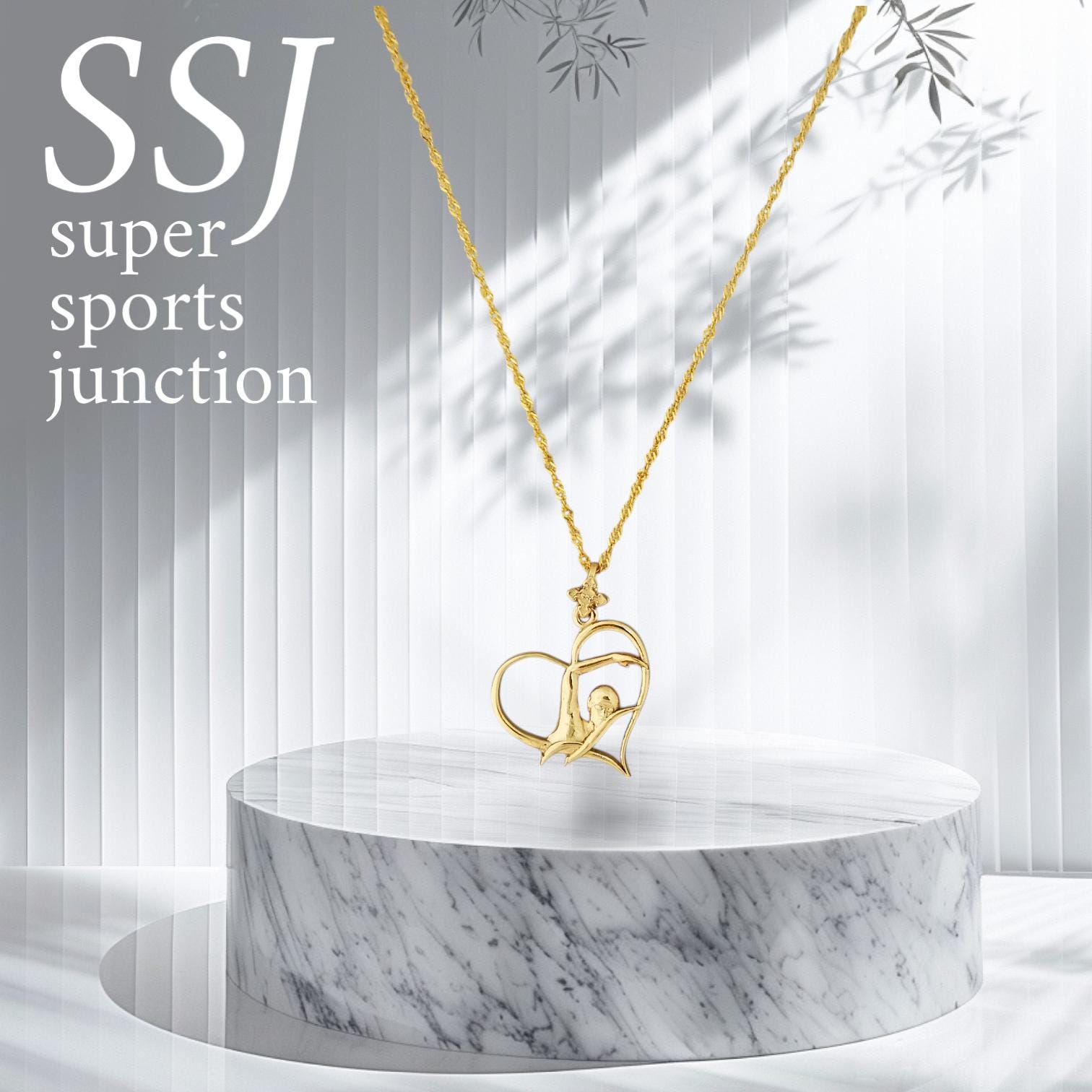Swimmer Heart Jewelry Pendant for Women & Girls – Gold-Plated 925 Silver Pendant – Sporty Gift for Swimmers and Aquatic Lovers Necklace