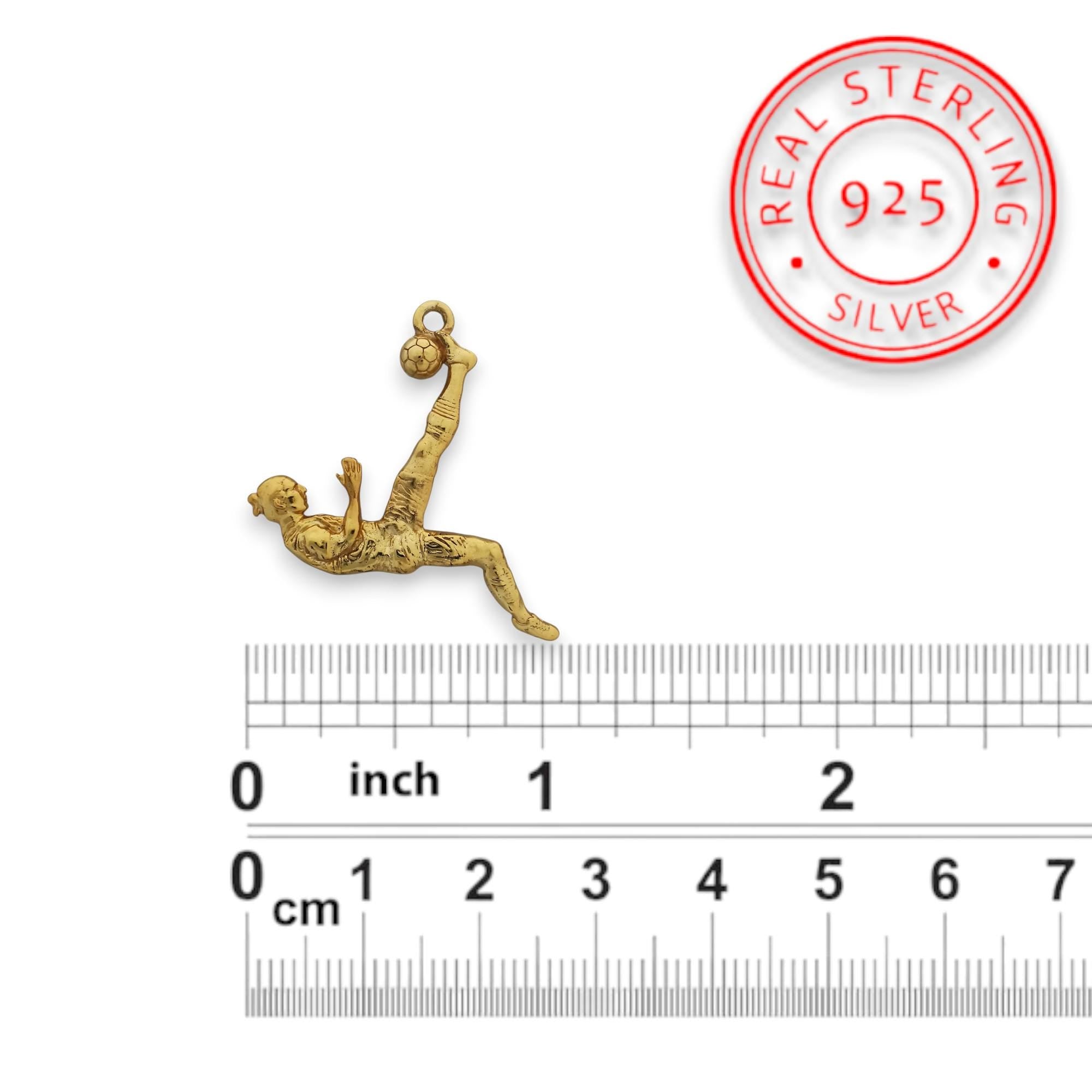 Football Pendant for Men – Gold-Plated 925 Silver Jewelry Gift – Handcrafted Sports Charm for Players & Fans – Necklace