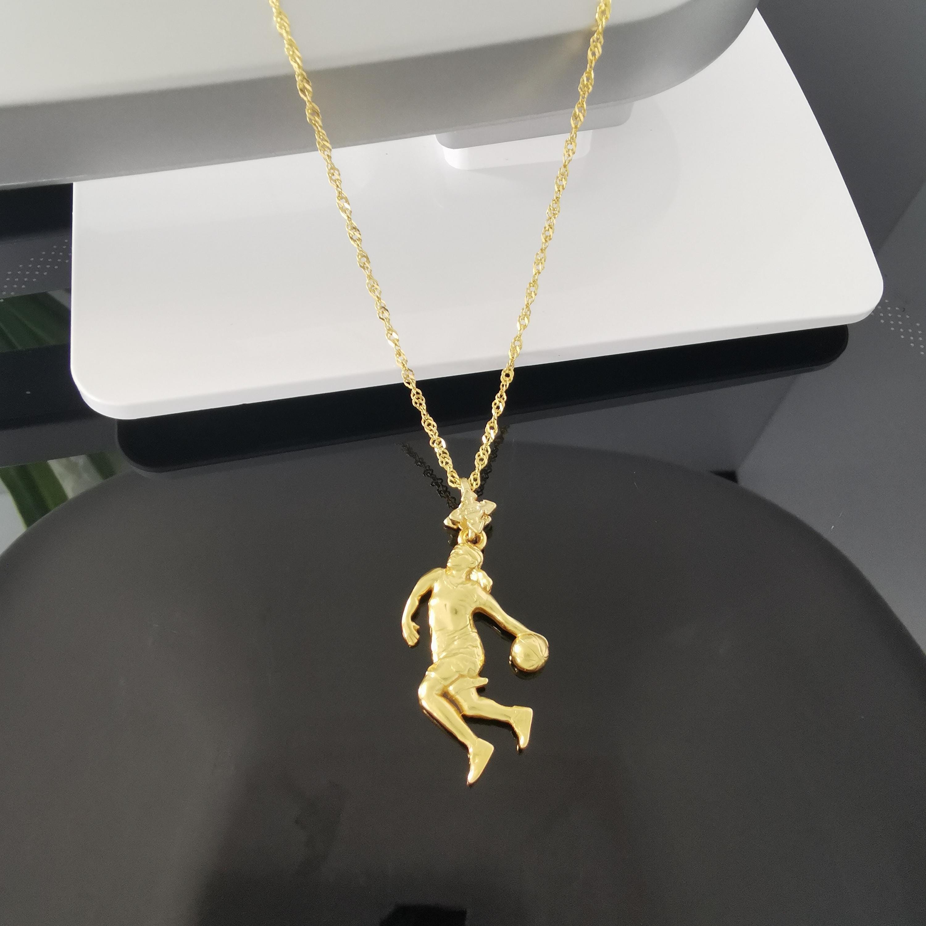 Basketball Pendant for Women and Girls – Gold-Plated 925 Silver Jewelry Gift – Handcrafted Sports Charm for Players, Fans & Coaches Necklace
