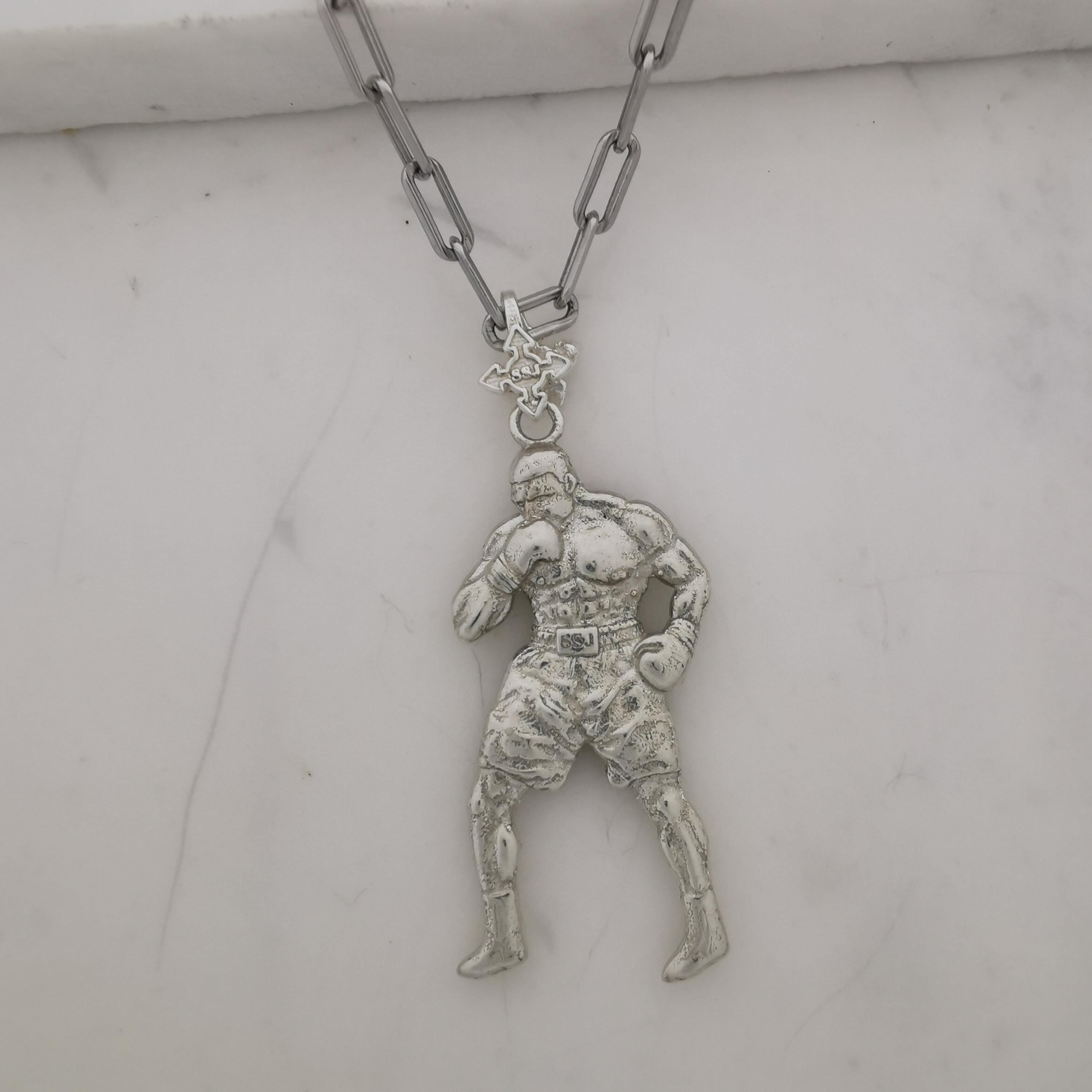 Boxing Jewelry Pendant for Men – Classic Silver 925 Gift – Handcrafted Sports Accessory for Fighters, Coaches & Fans – Necklace
