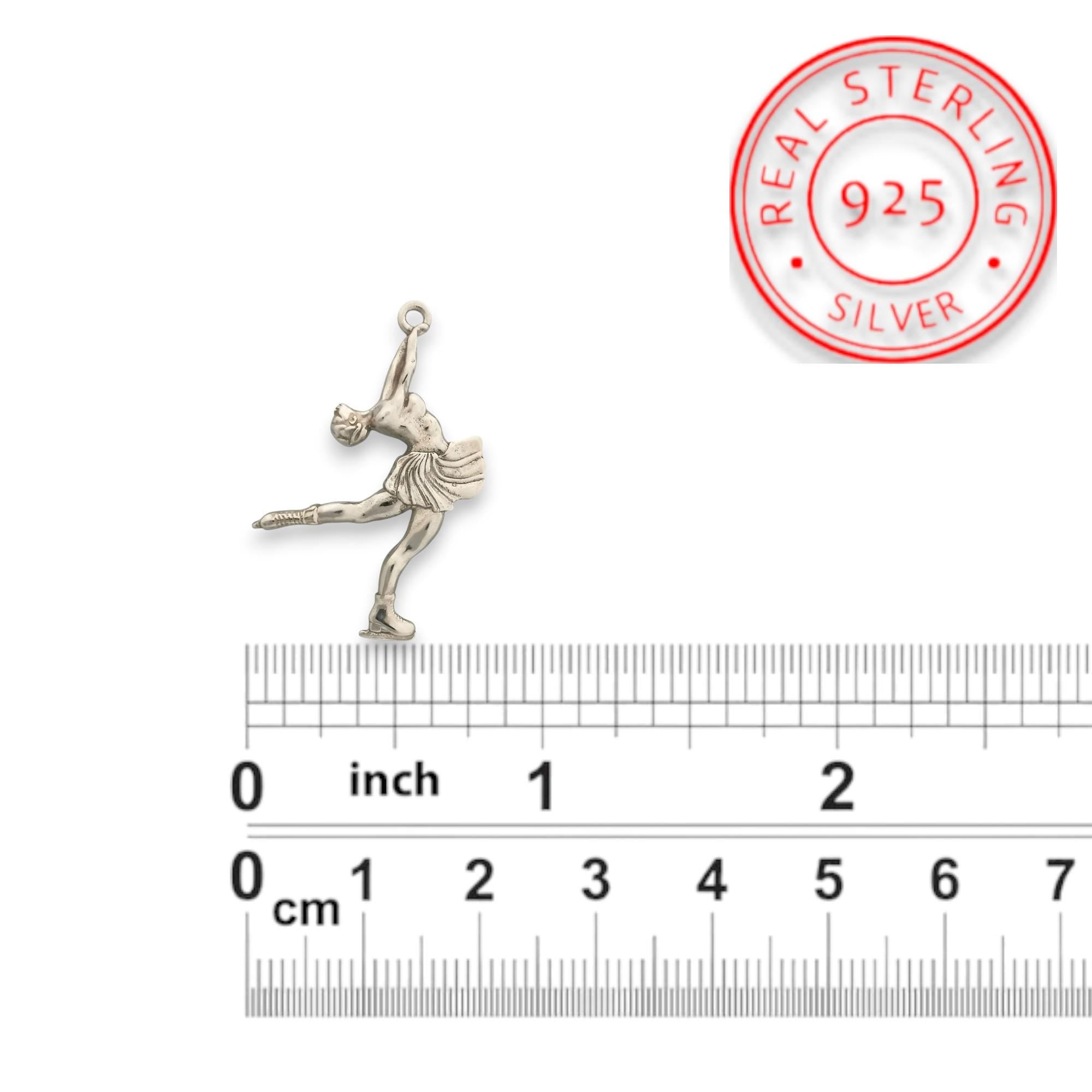 Figure Skating Jewelry Pendant for Women – Classic Silver 925 Gift – Handcrafted Sport Charm for Ladies on Ice – Necklace