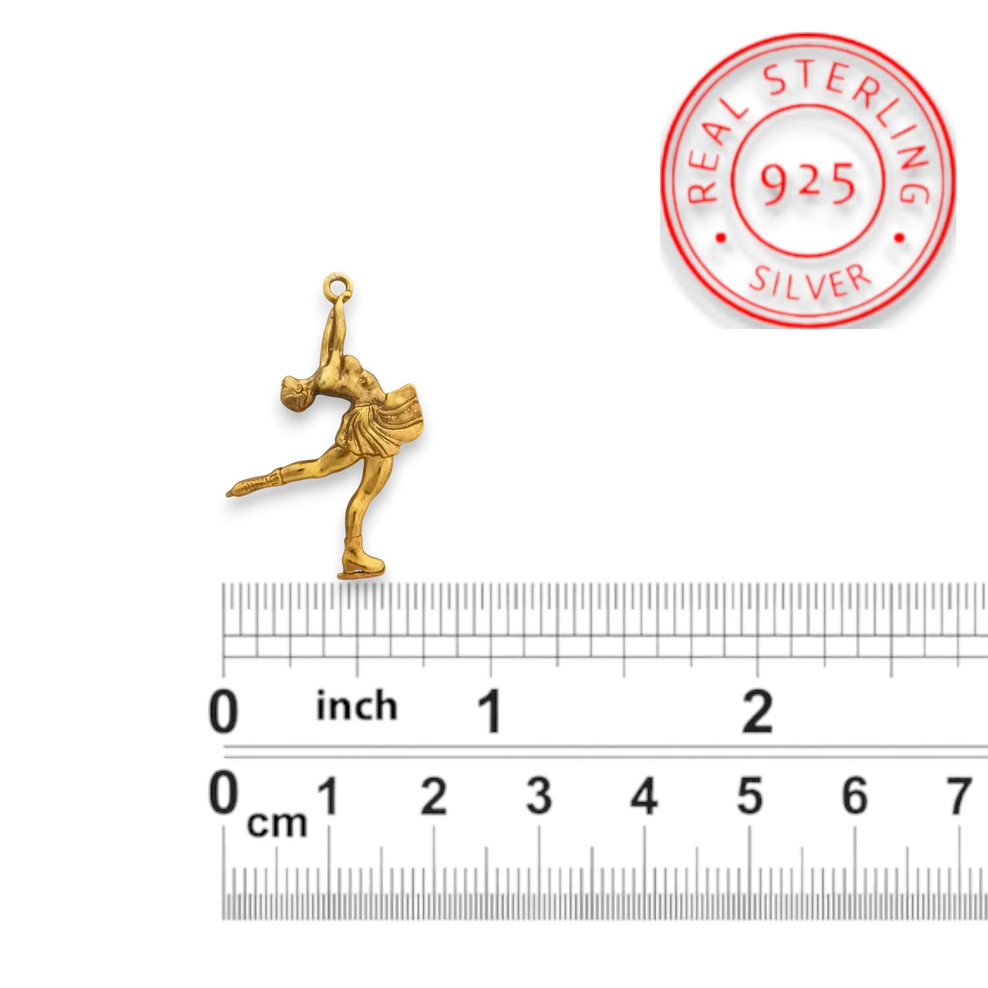 Figure Skating Jewelry Pendant for Women – Gold-Plated 925 Silver Gift – Handcrafted Sport Charm for Ladies on Ice – Necklace