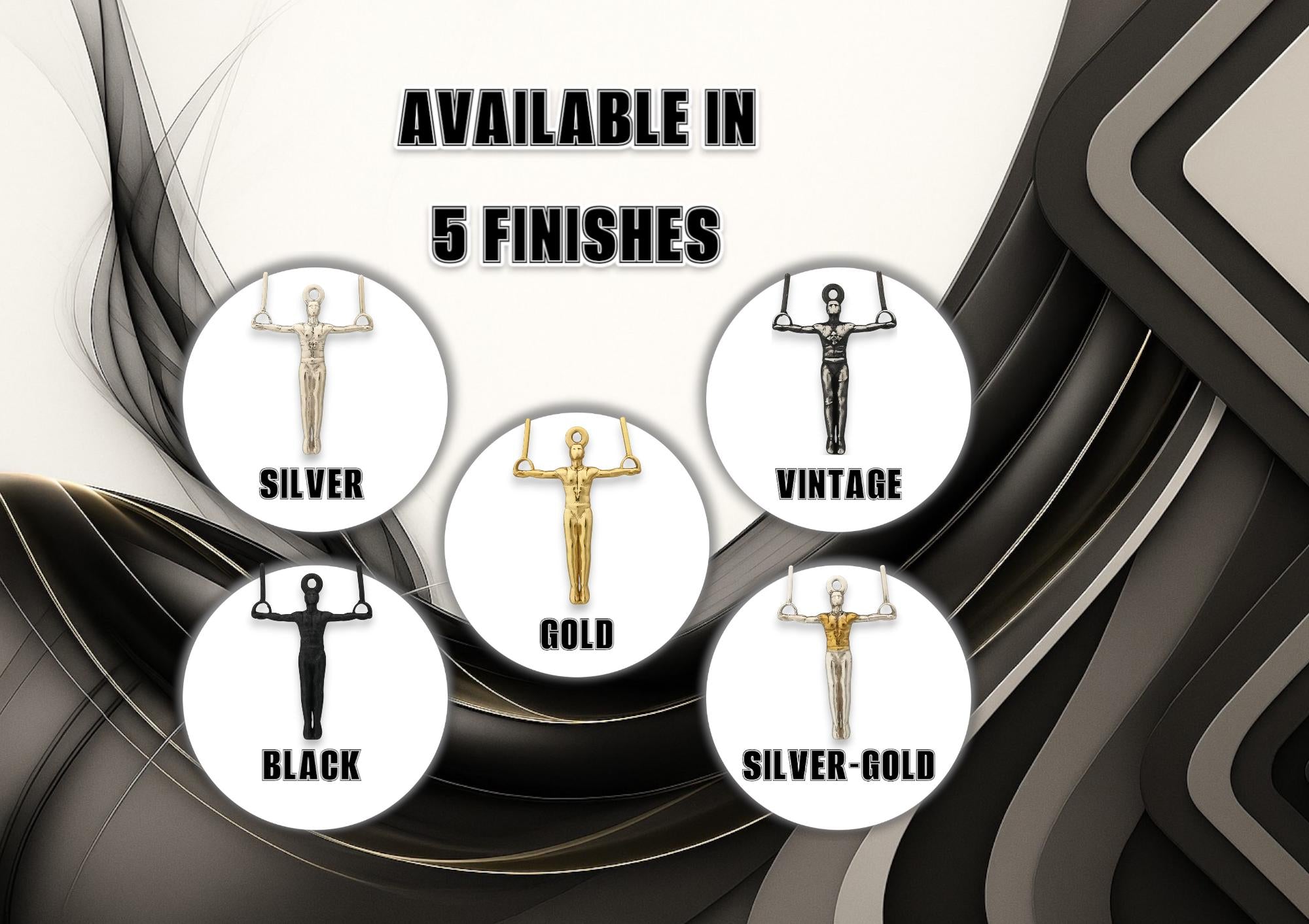 Gift for Gymnast – Gold-Plated Artistic Gymnastics Pendant for Men – 925 Silver Sport Charm for Strength and Balance – Necklace