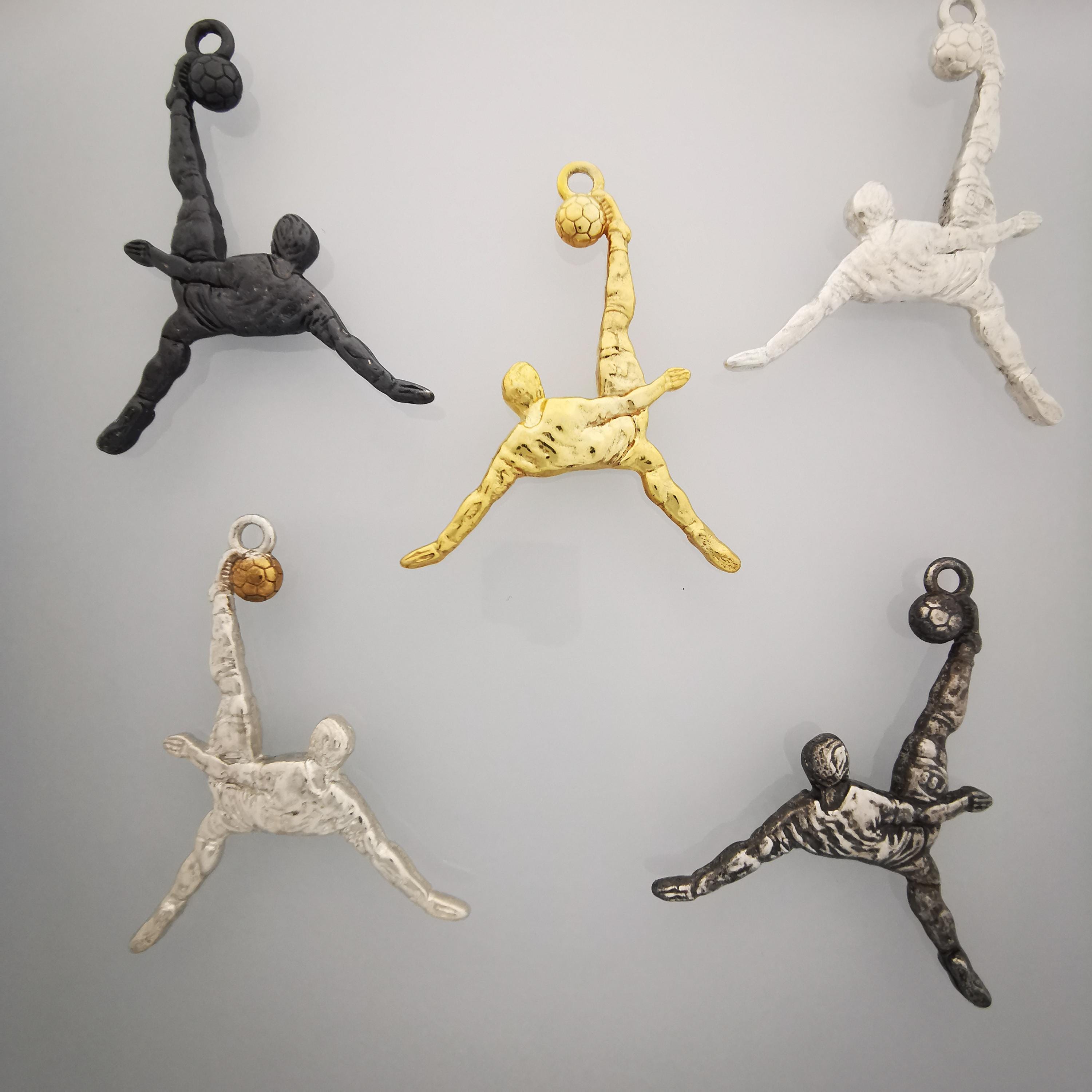 Football (Soccer) Jewelry Pendant for Men – Gold-Plated 925 Silver Gift – Bicycle Kick Sport Charm – Necklace