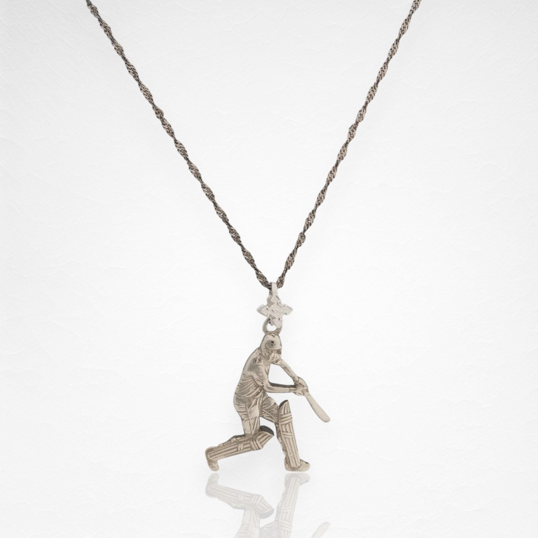 Cricket Jewelry Pendant for Men – Classic Silver 925 Gift – Sports Accessory for Cricketers, Coaches and Fans – Necklace
