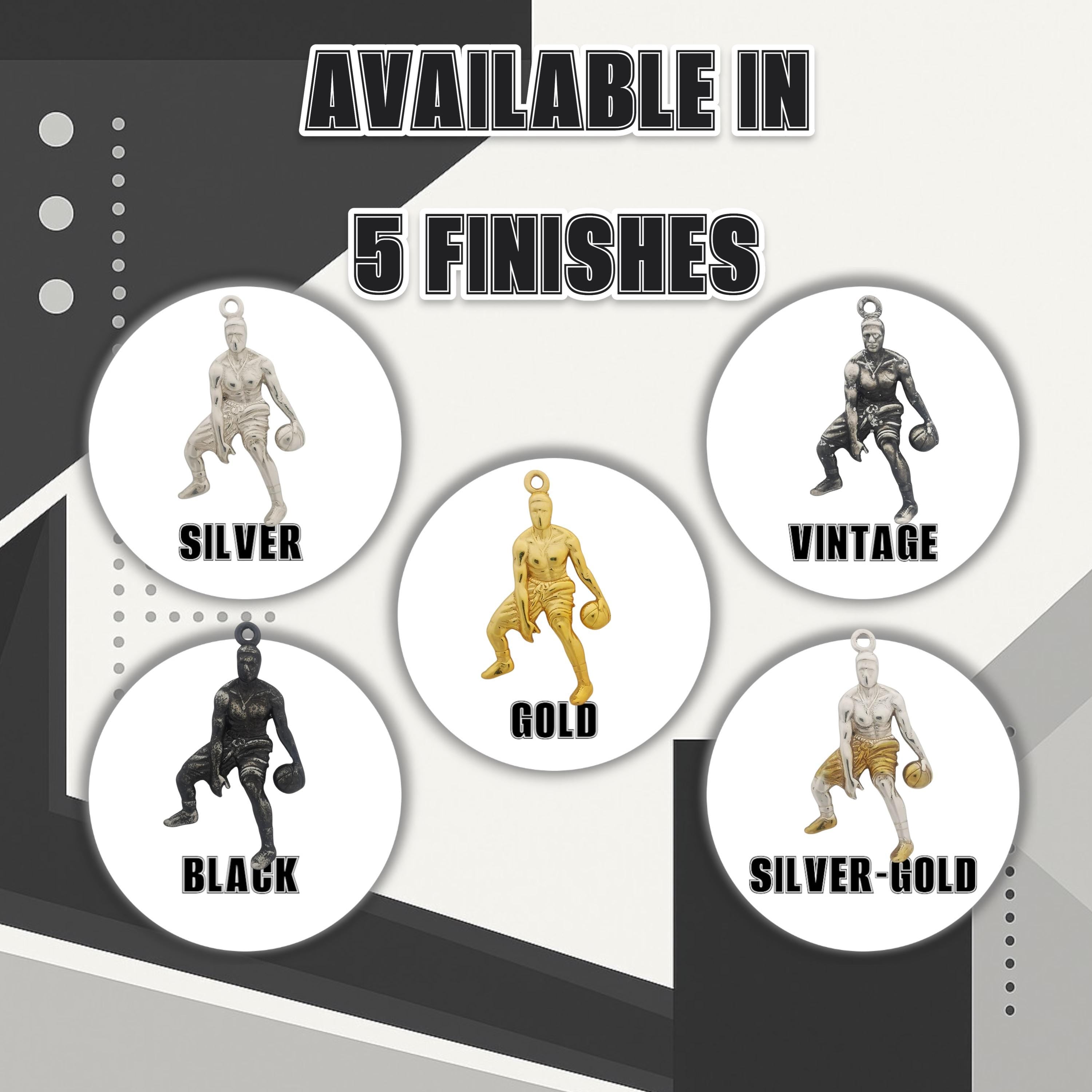 Basketball Jewelry Pendant for Men, Silver with Partial Gold Plating 925 Gift, Two-Tone Sports Accessory for Players and Collectors Necklace