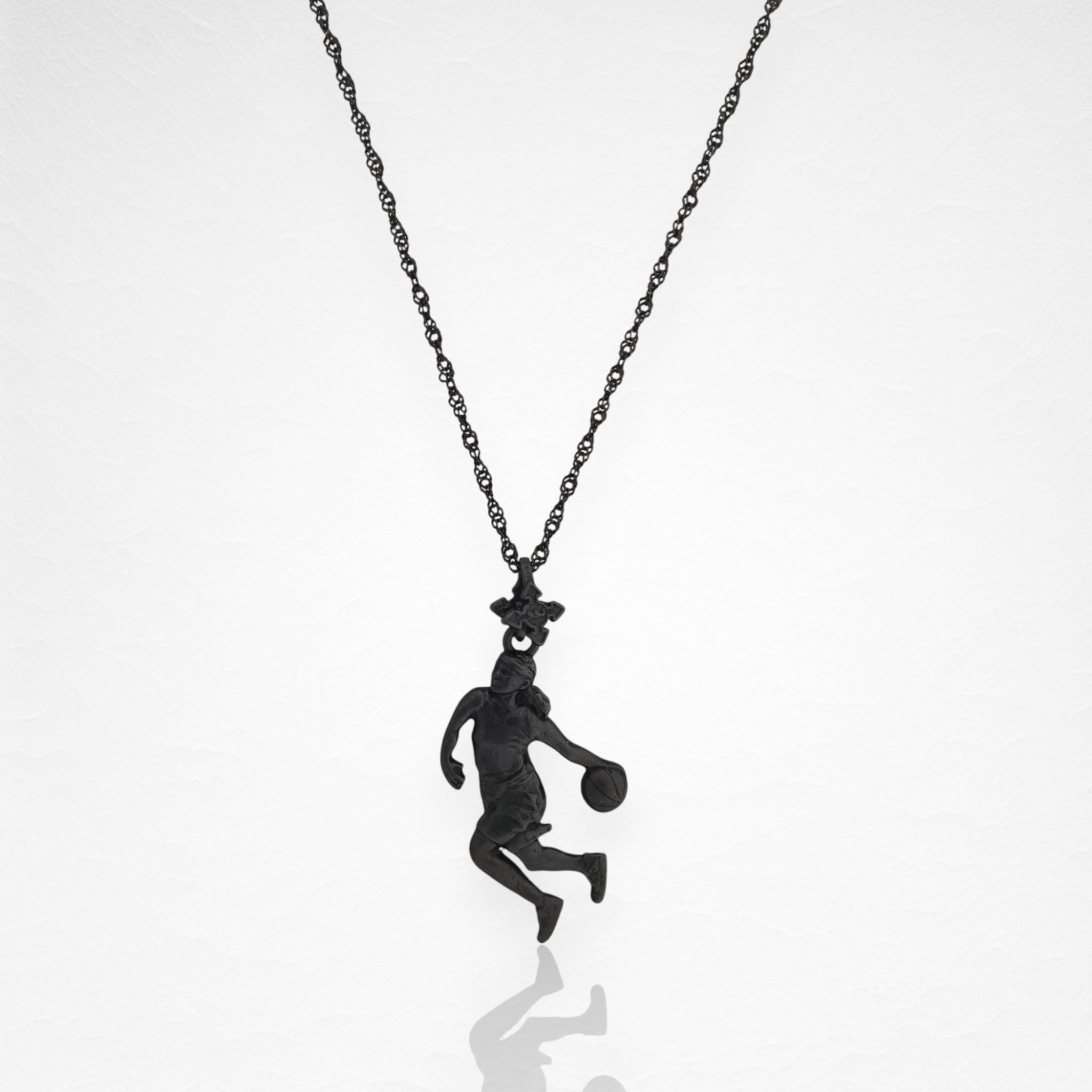 Basketball Pendant for Women and Girls, Oxidized Black 925 Silver Jewelry Gift Handcrafted Sports Charm for Players, Coaches & Fans Necklace