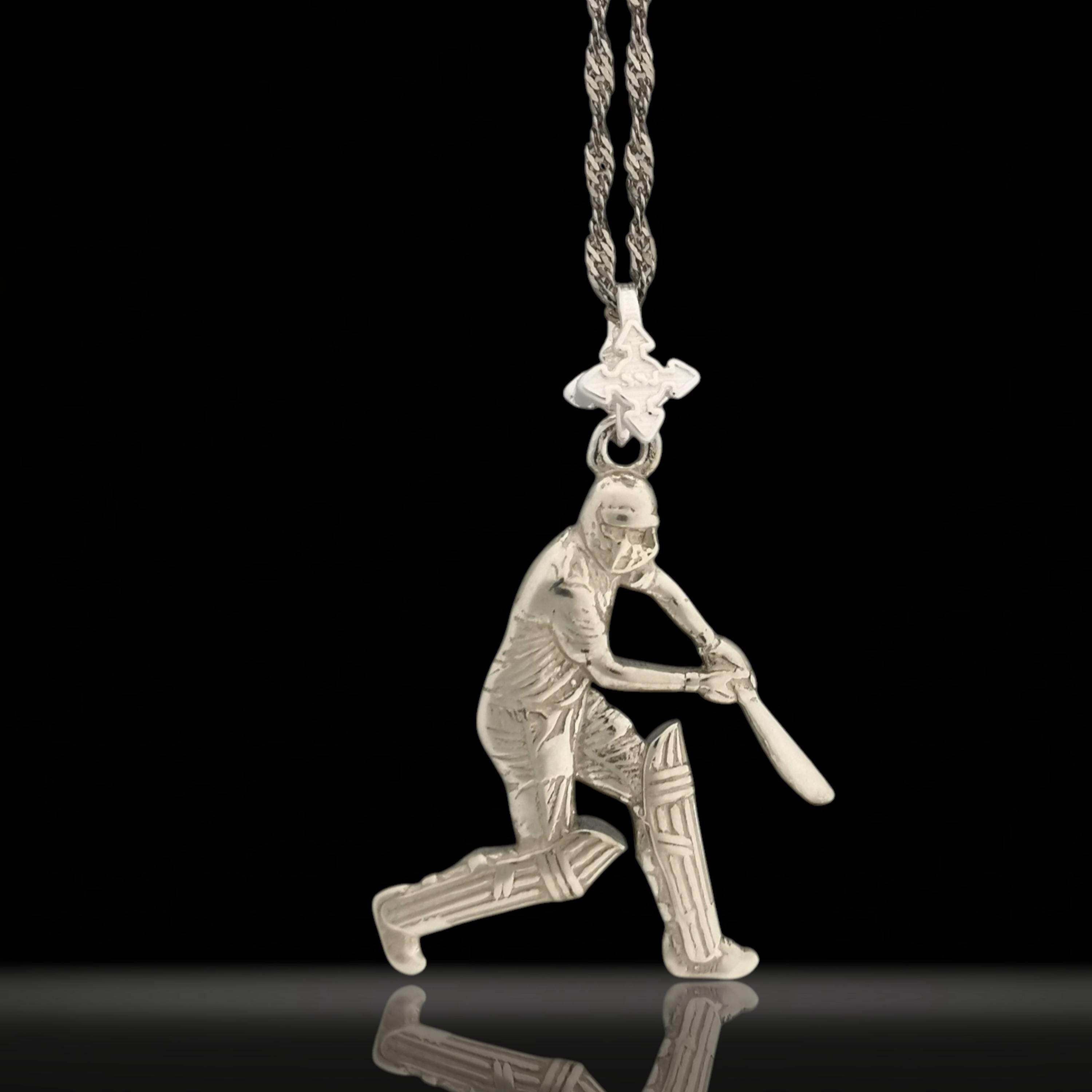 Cricket Jewelry Pendant for Men – Classic Silver 925 Gift – Sports Accessory for Cricketers, Coaches and Fans – Necklace