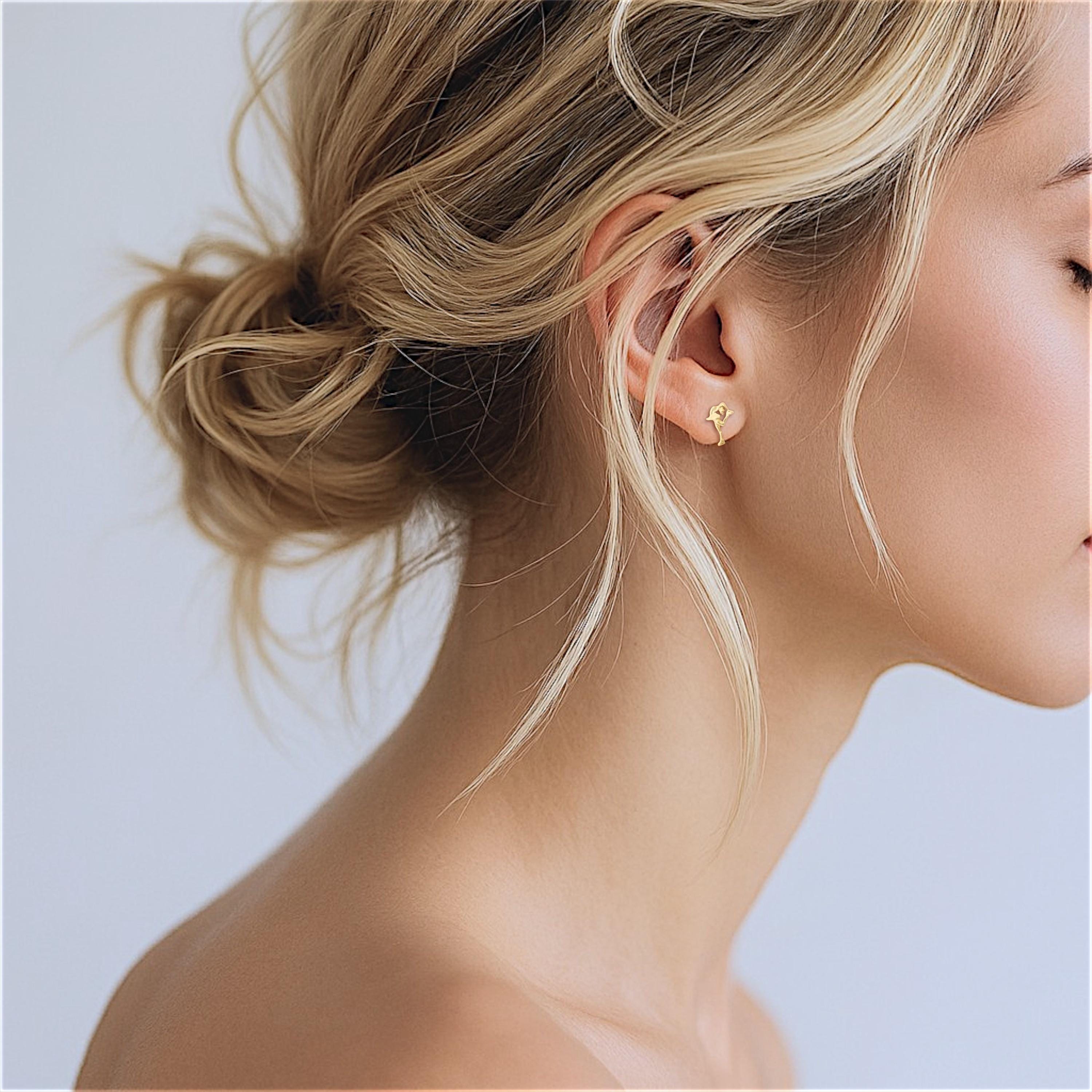Figure Skating Stud Earrings. Gold Plated 925 Sterling Silver Jewelry for Women Minimalist Gift for Skater, Coach or Athlete Sports Earrings